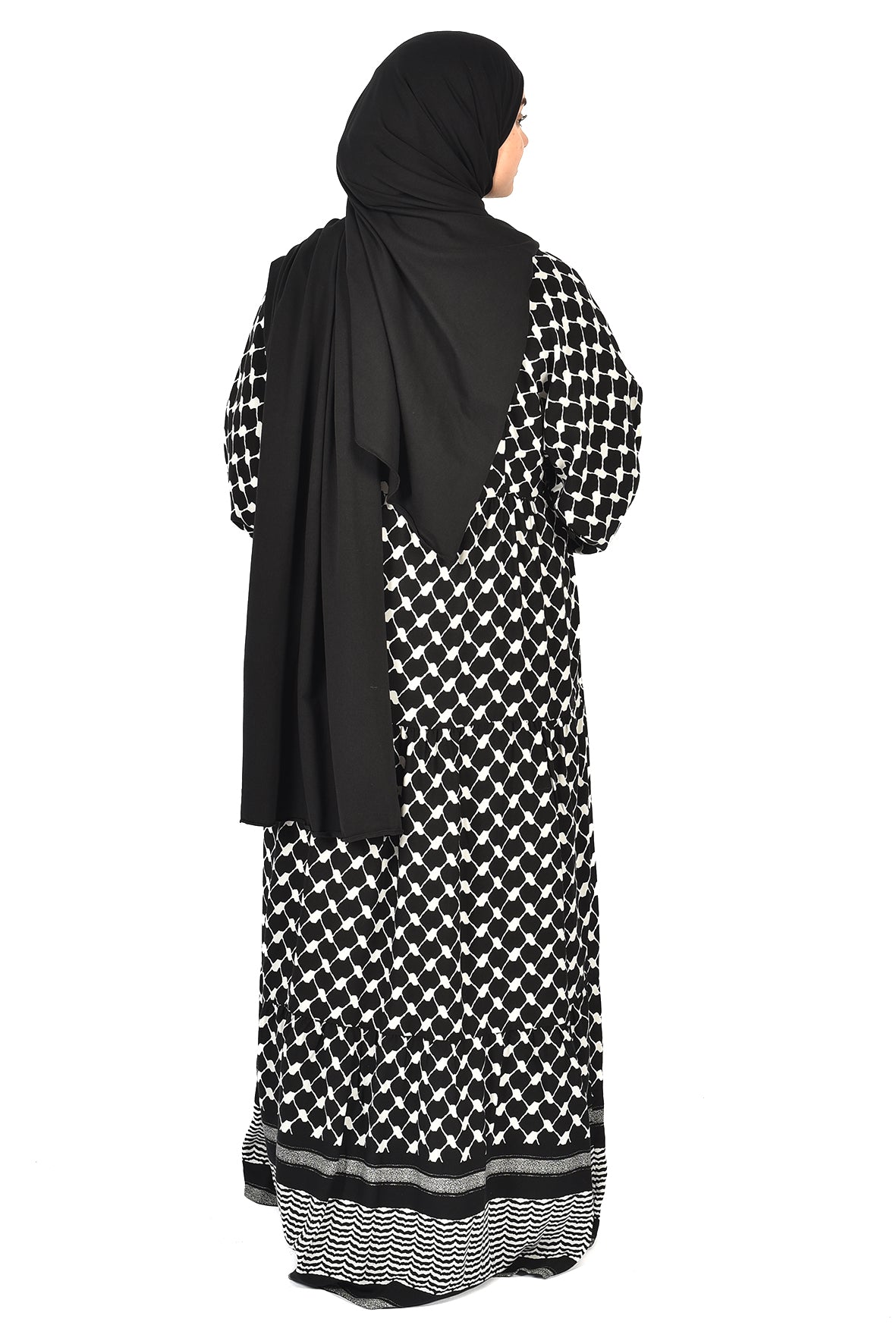 Abaya with Traditional Palestinian Keffiyeh Motif ( guz dress )