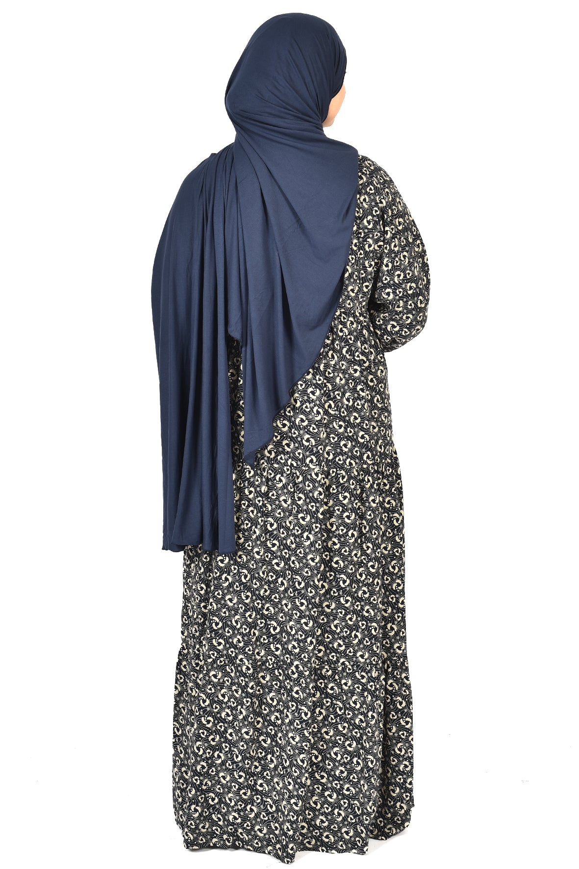 Black & White Floral Microprint Abaya – Elegance in the Details( guz dress )