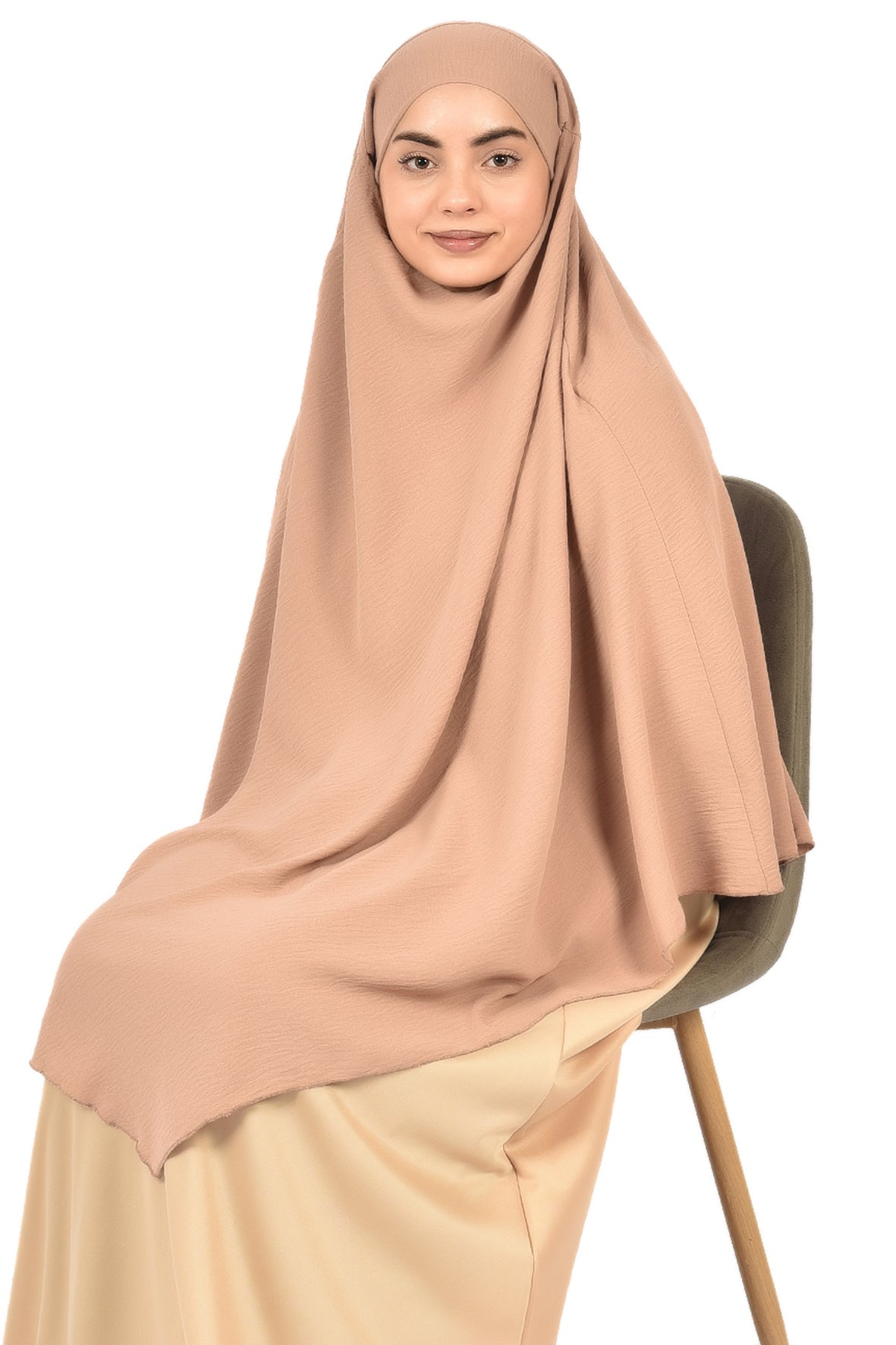 Women's Wide Fit Khimar – Blush Beige | Soft Crepe Fabric