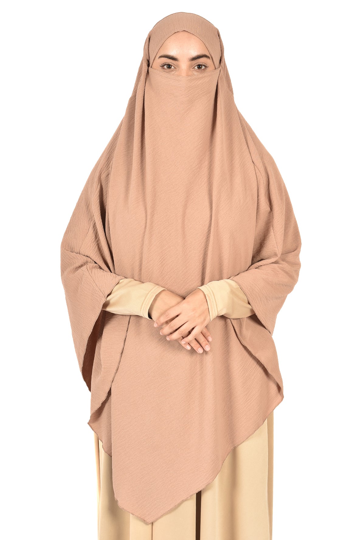 Women's Wide Fit Khimar – Blush Beige | Soft Crepe Fabric
