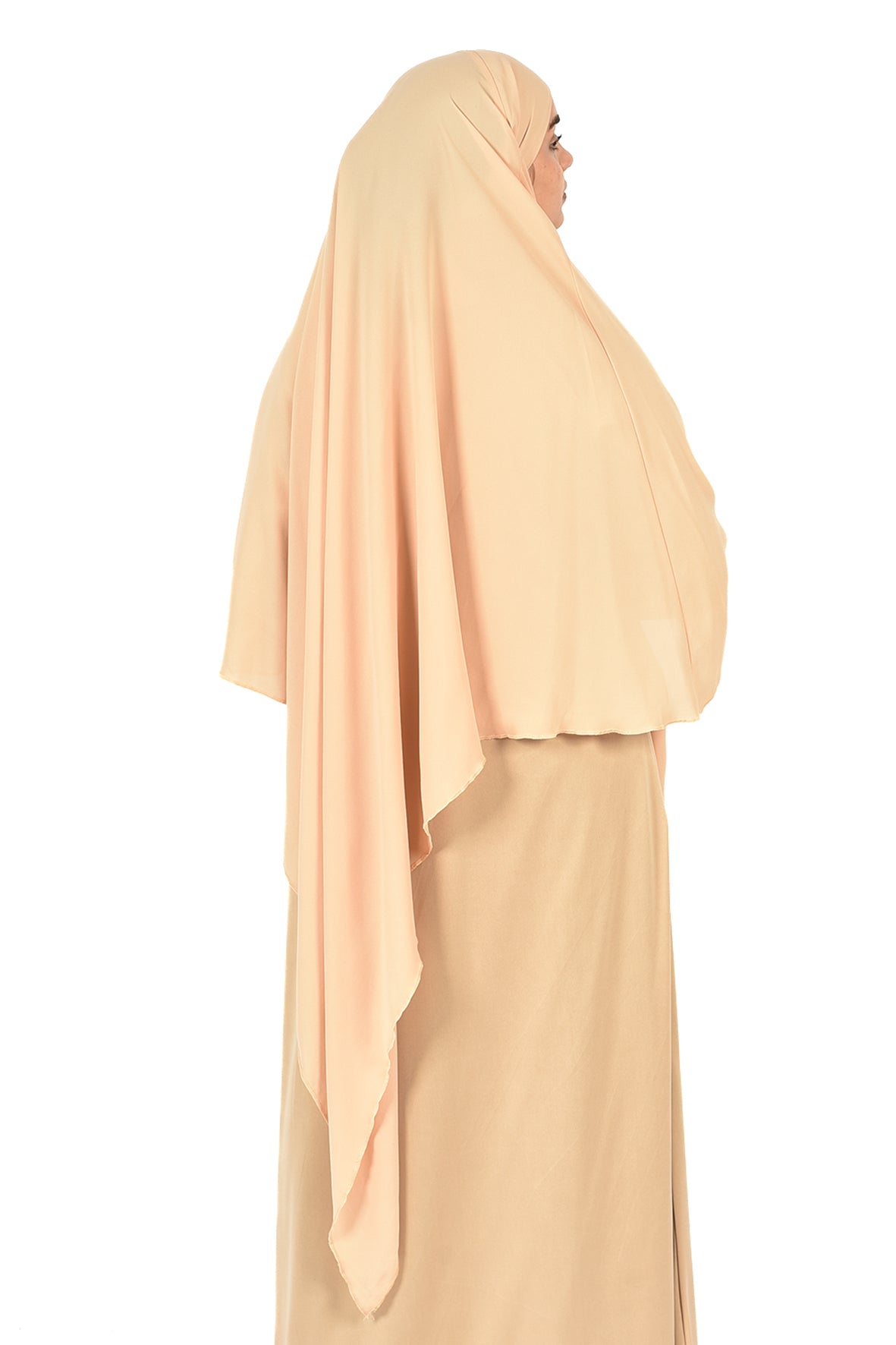 Women's Wide Fit Khimar – Light Beige | Soft Crepe Fabric