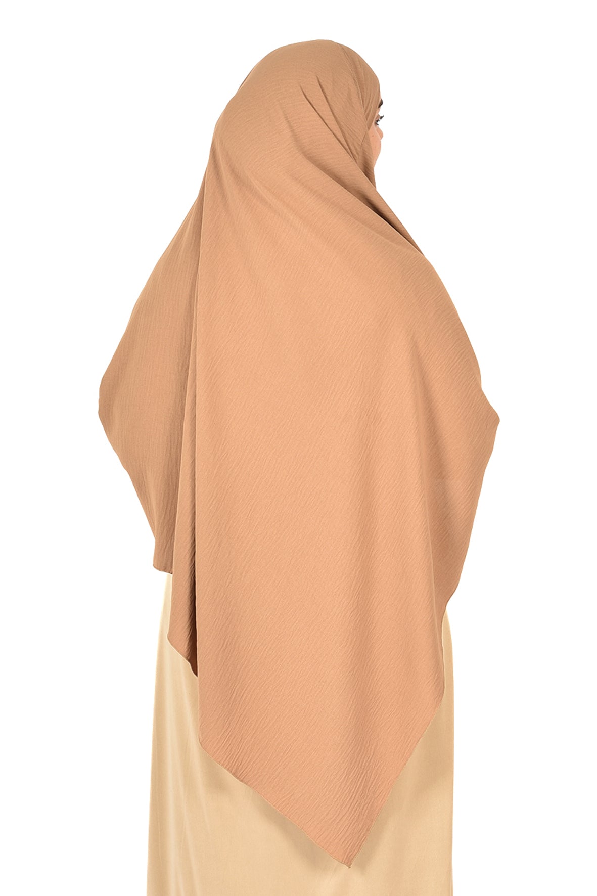 Elegant Women’s Khimar – Sandy Beige, Soft Crepe Fabric