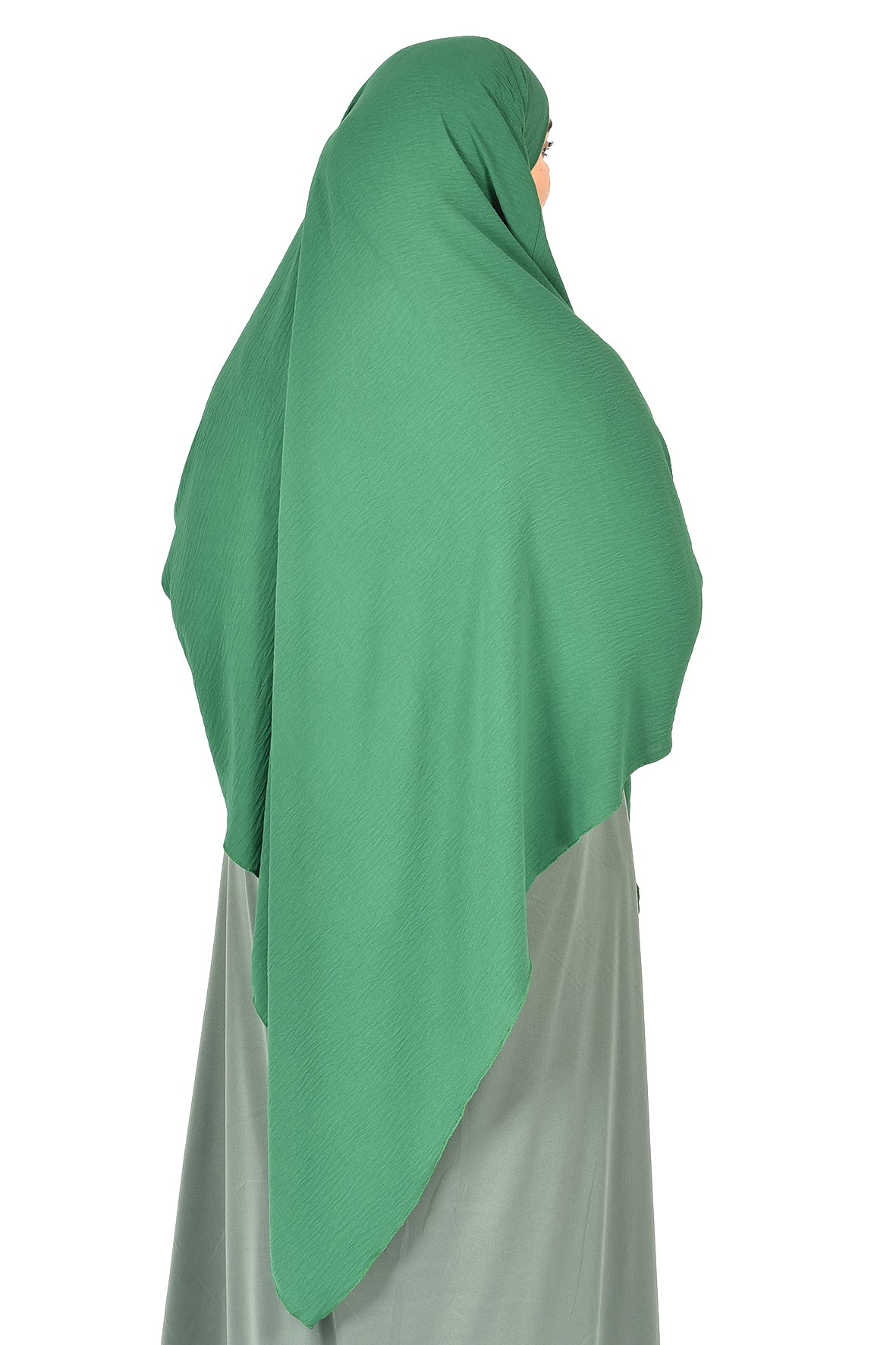Elegant Women’s Khimar – Light Emerald Green, Soft Crepe Fabric