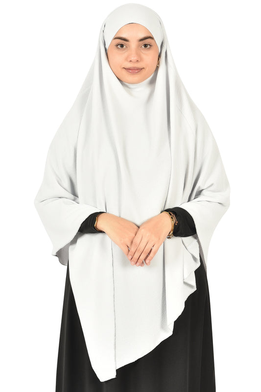 Elegant Women’s Khimar – Off-White, Soft Crepe Fabric