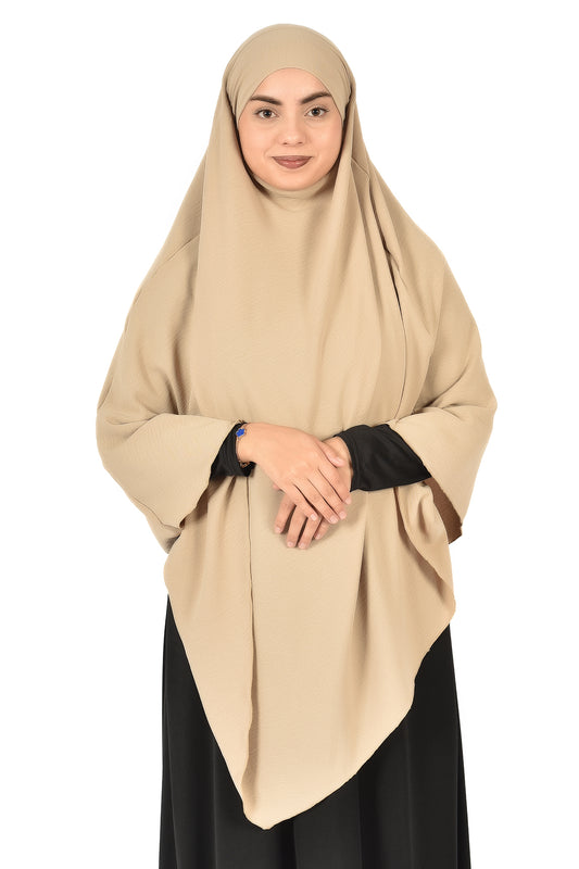 Beige Long Khimar – Modest and Elegant Islamic Wear for Women