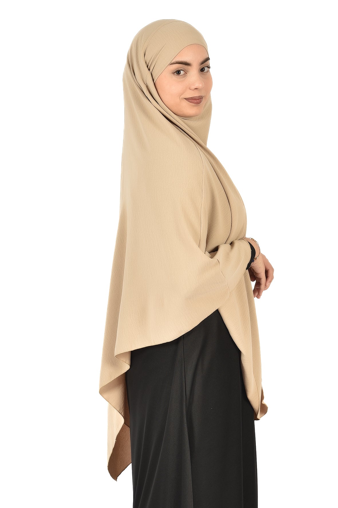 Beige Long Khimar – Modest and Elegant Islamic Wear for Women