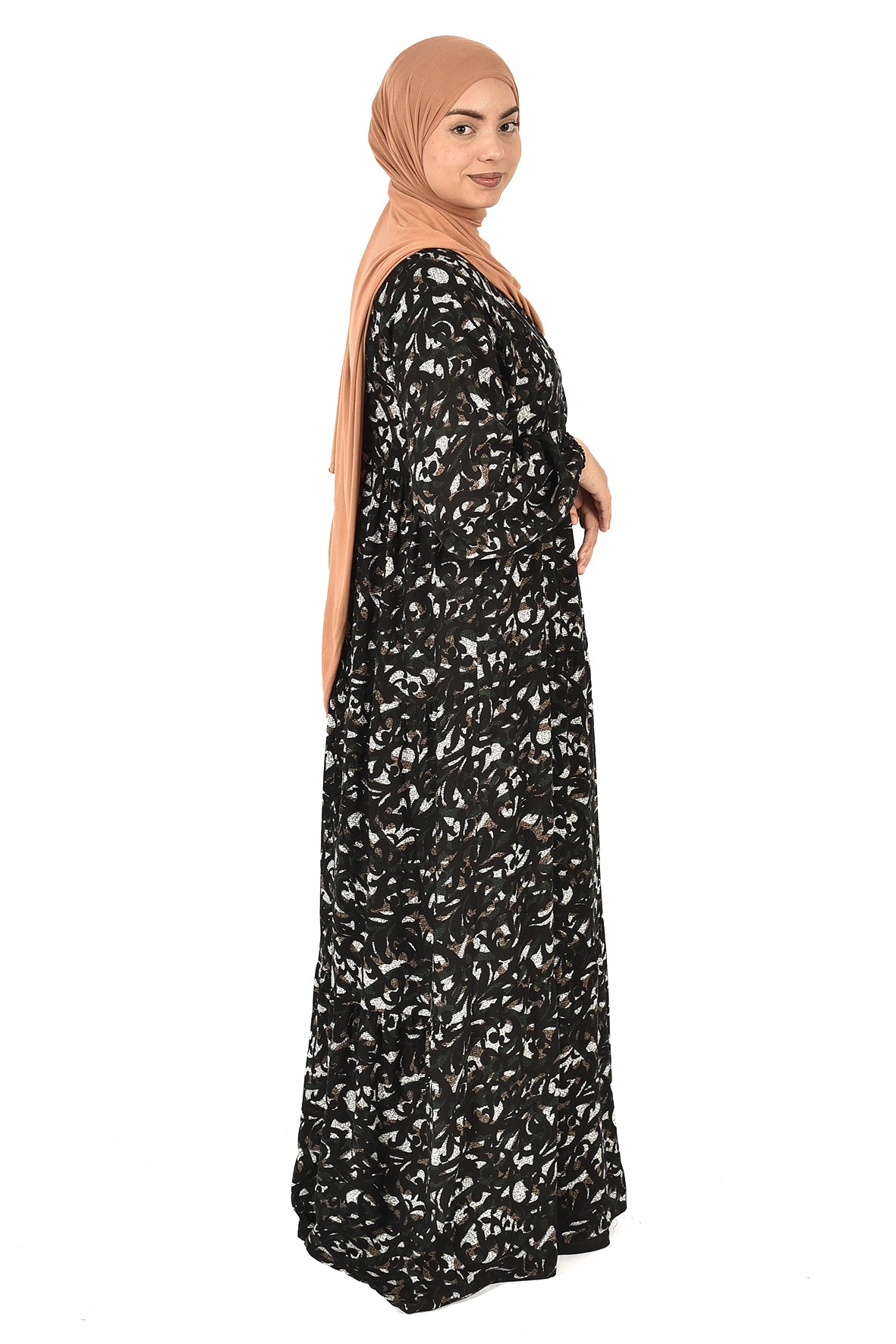 Elegant Black Printed Abaya with Modern Design