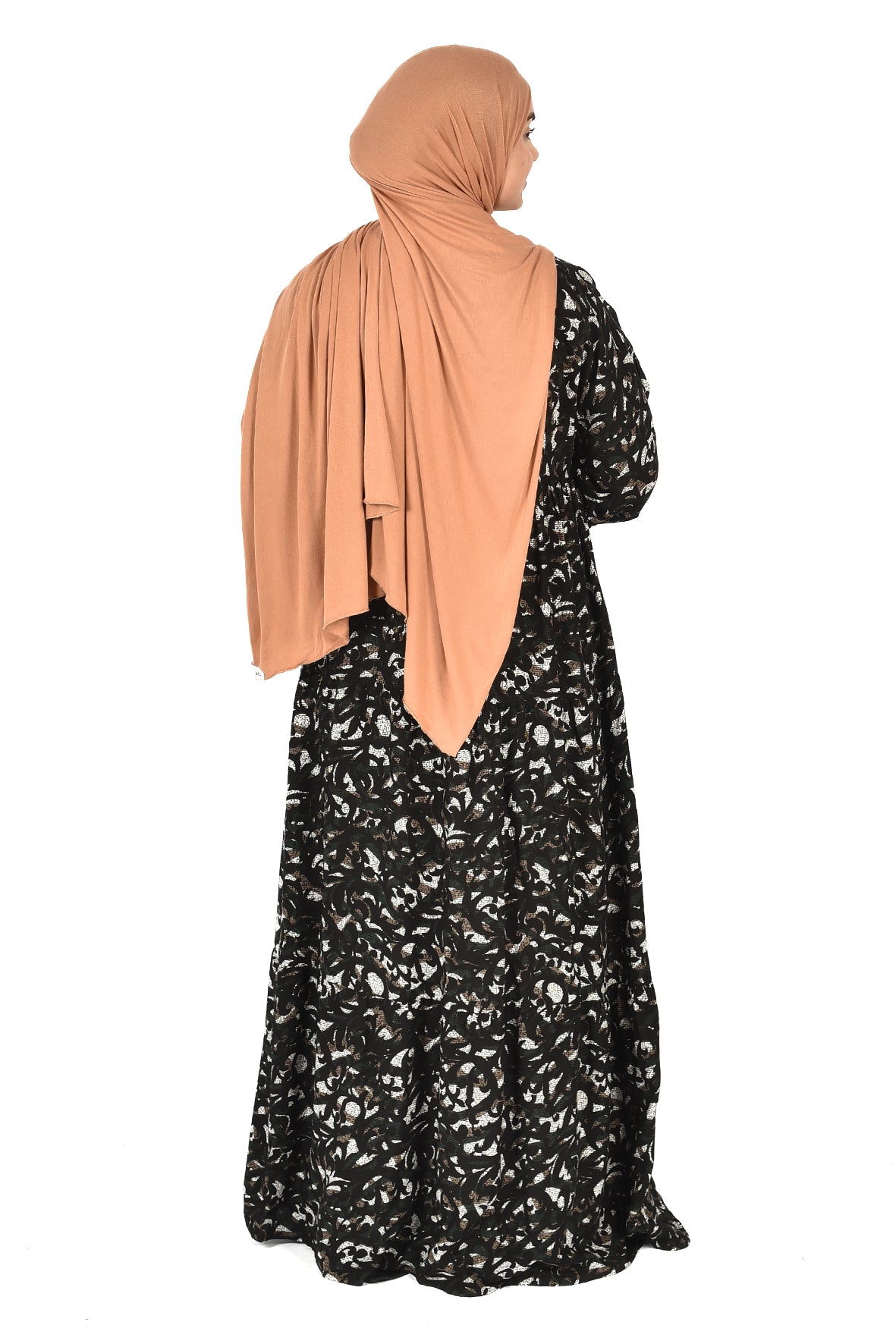 Elegant Black Printed Abaya with Modern Design