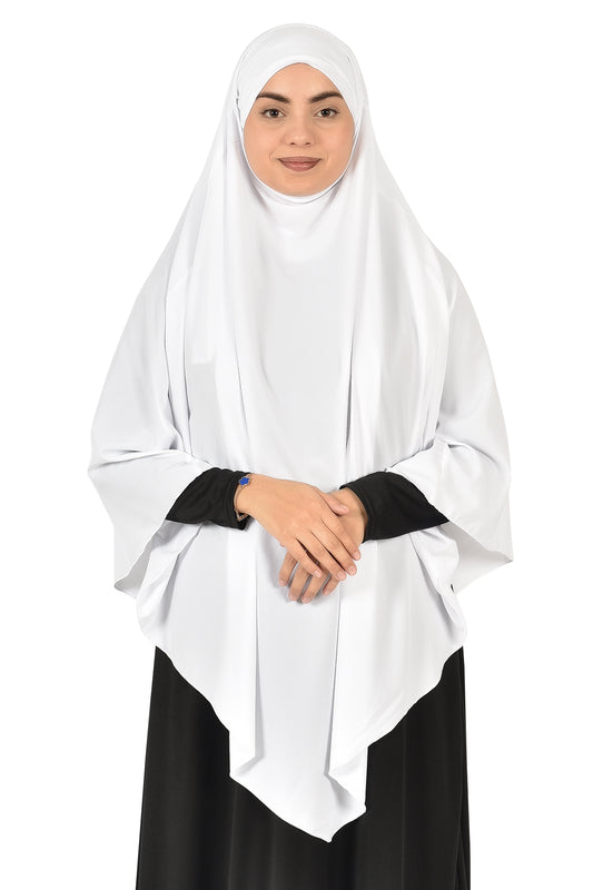 White Wide Khimar with Practical & Elegant Design