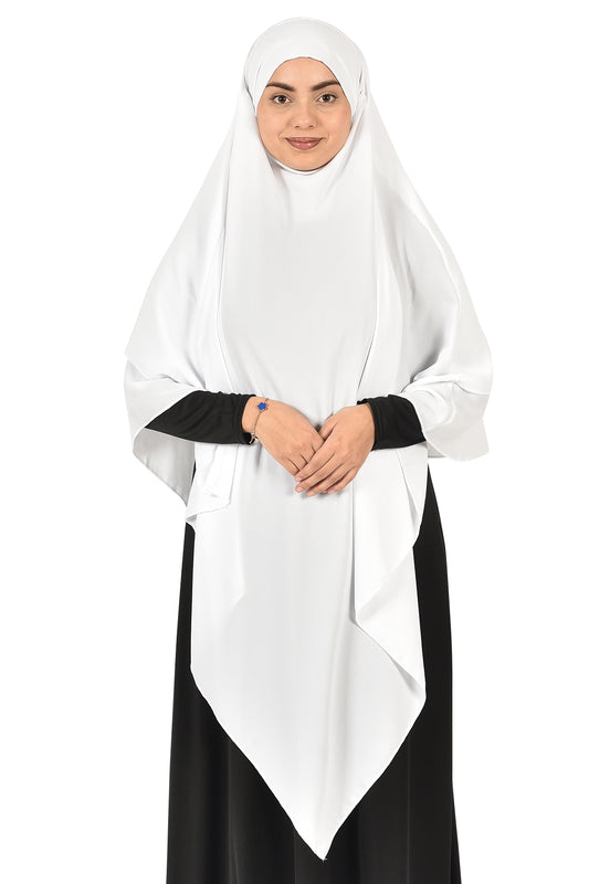 Long White Khimar with Full Coverage & Comfort