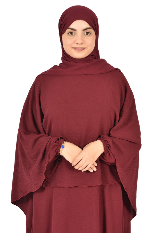 Elegant Two-Piece Loose-Fit Dress in Soft red with a Modern and Comfortable Design for Daily Wear and Special Occasions