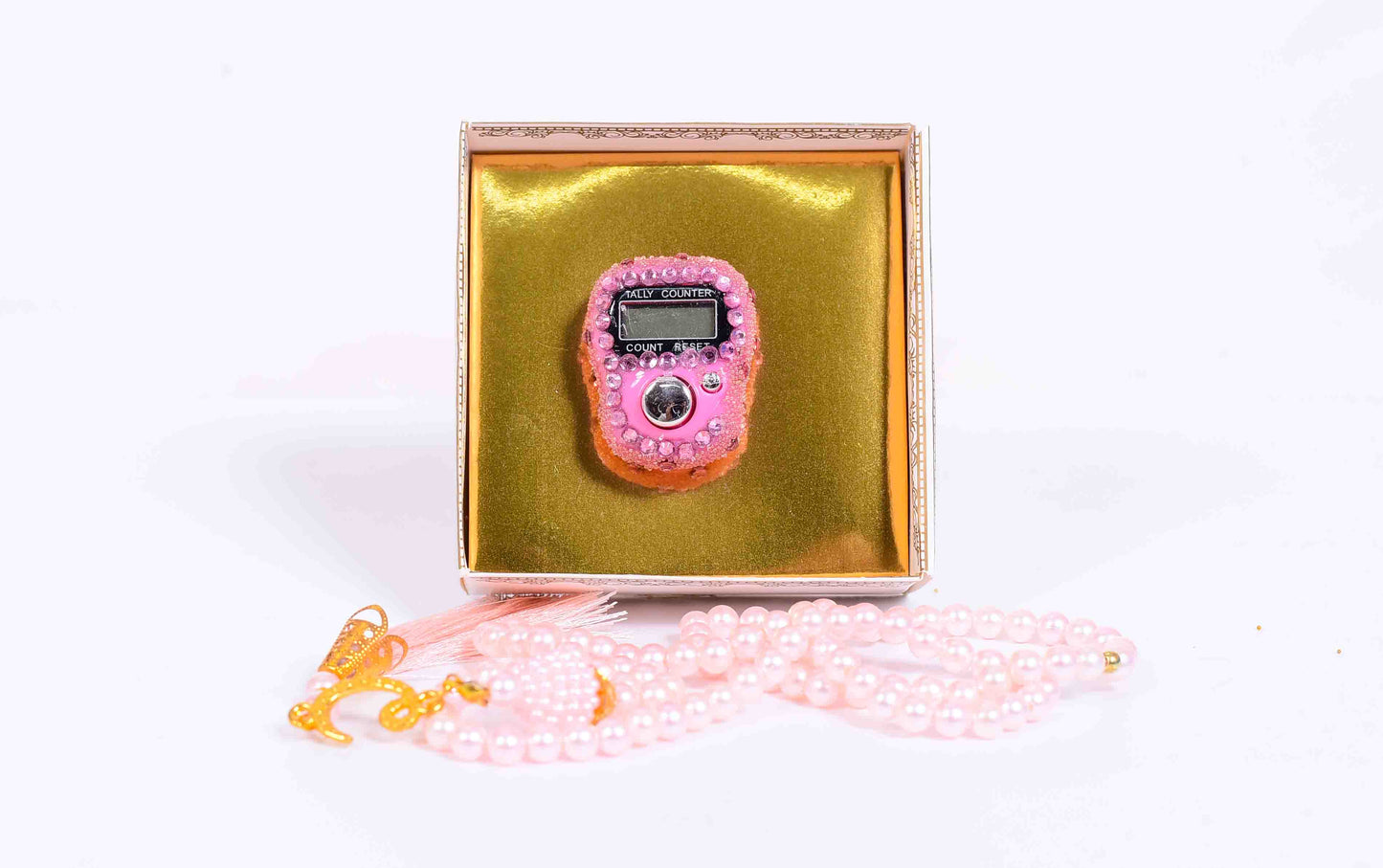 99 Bead Crystal Prayer Beads + Fancy Digital Smart Zikr Counter Gift Set