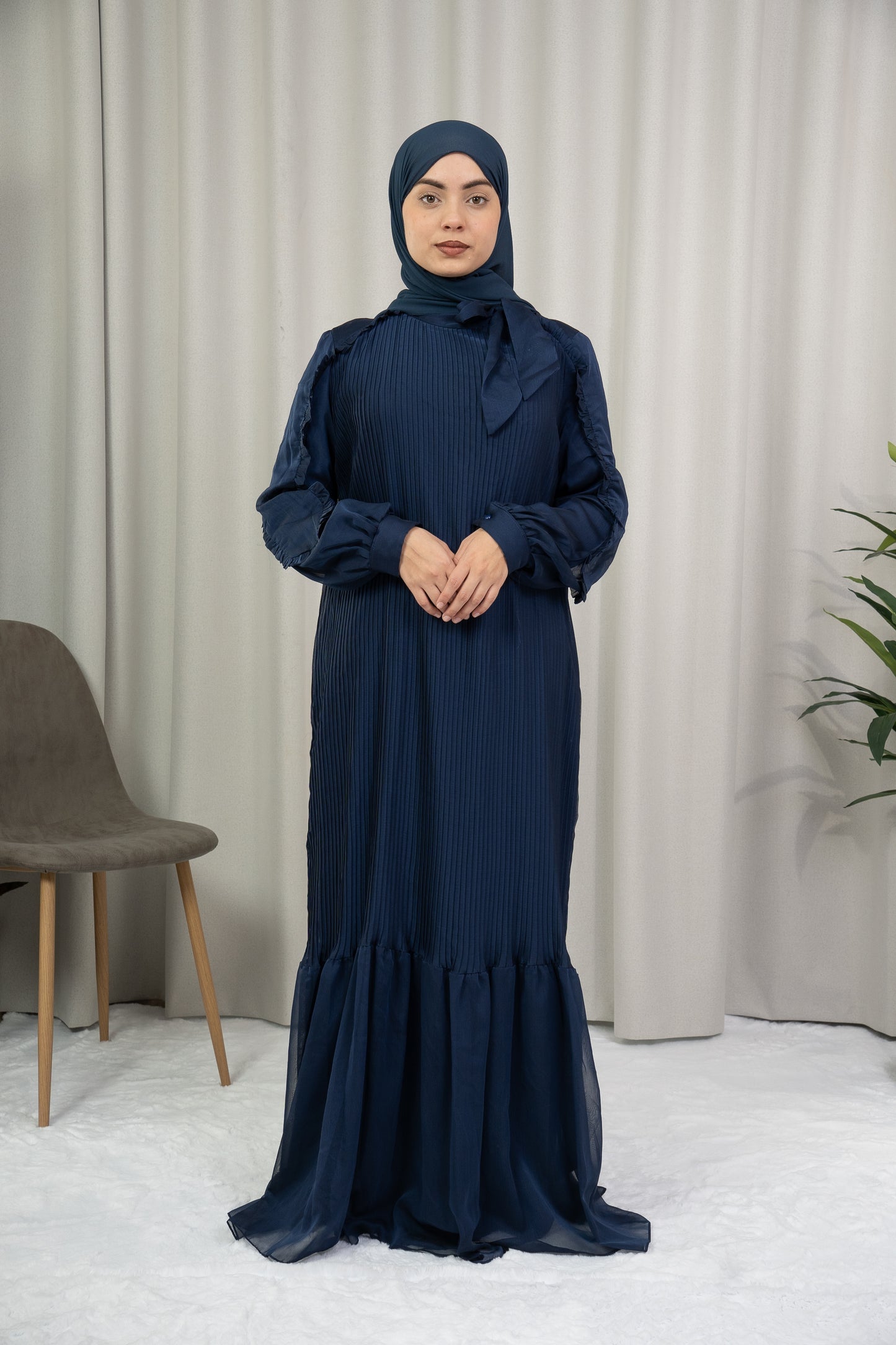 Dmn pleat maritime blue