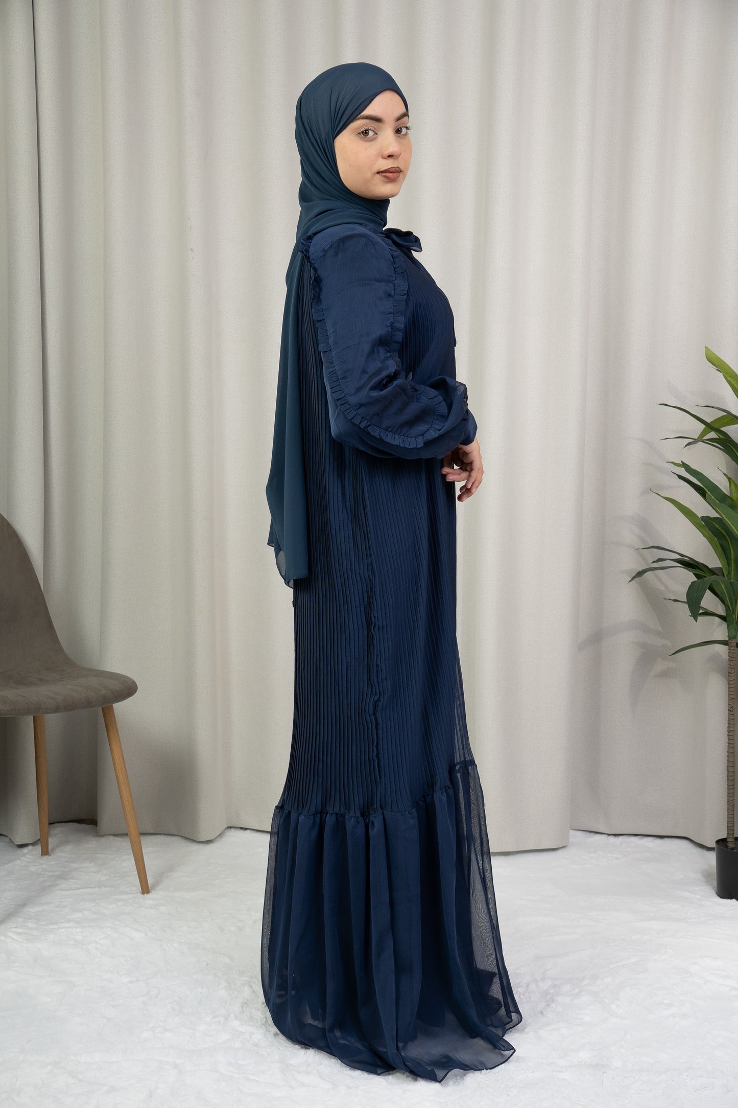 Dmn pleat maritime blue