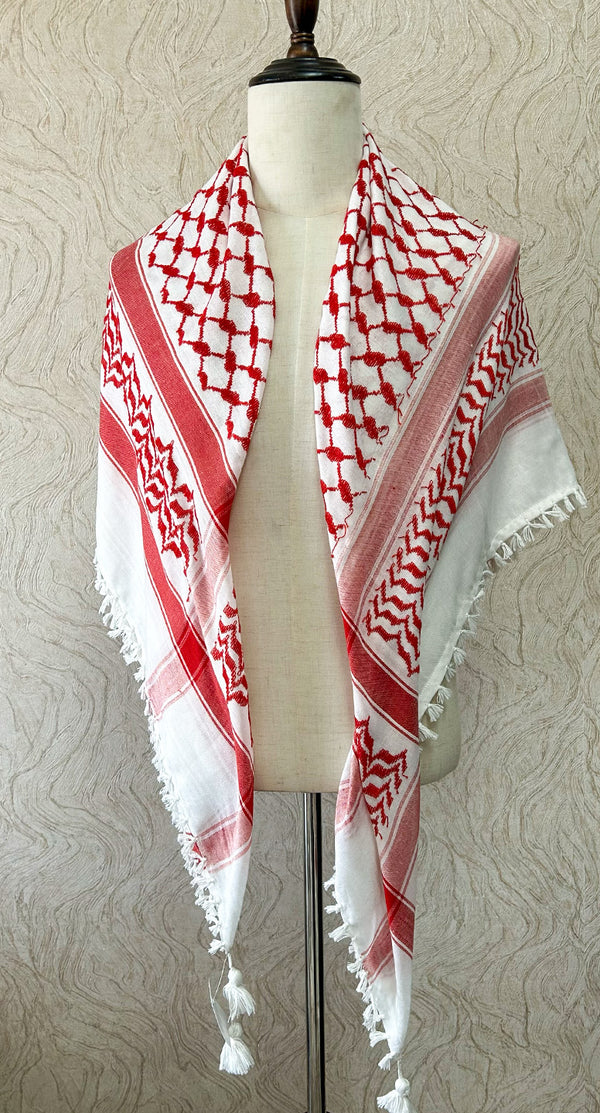Traditional Palestine Keffiyah Scarves - Red - Amiiraa