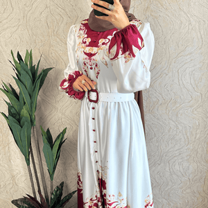 DMN Satin Patterned Maxi Dress - amiiraa