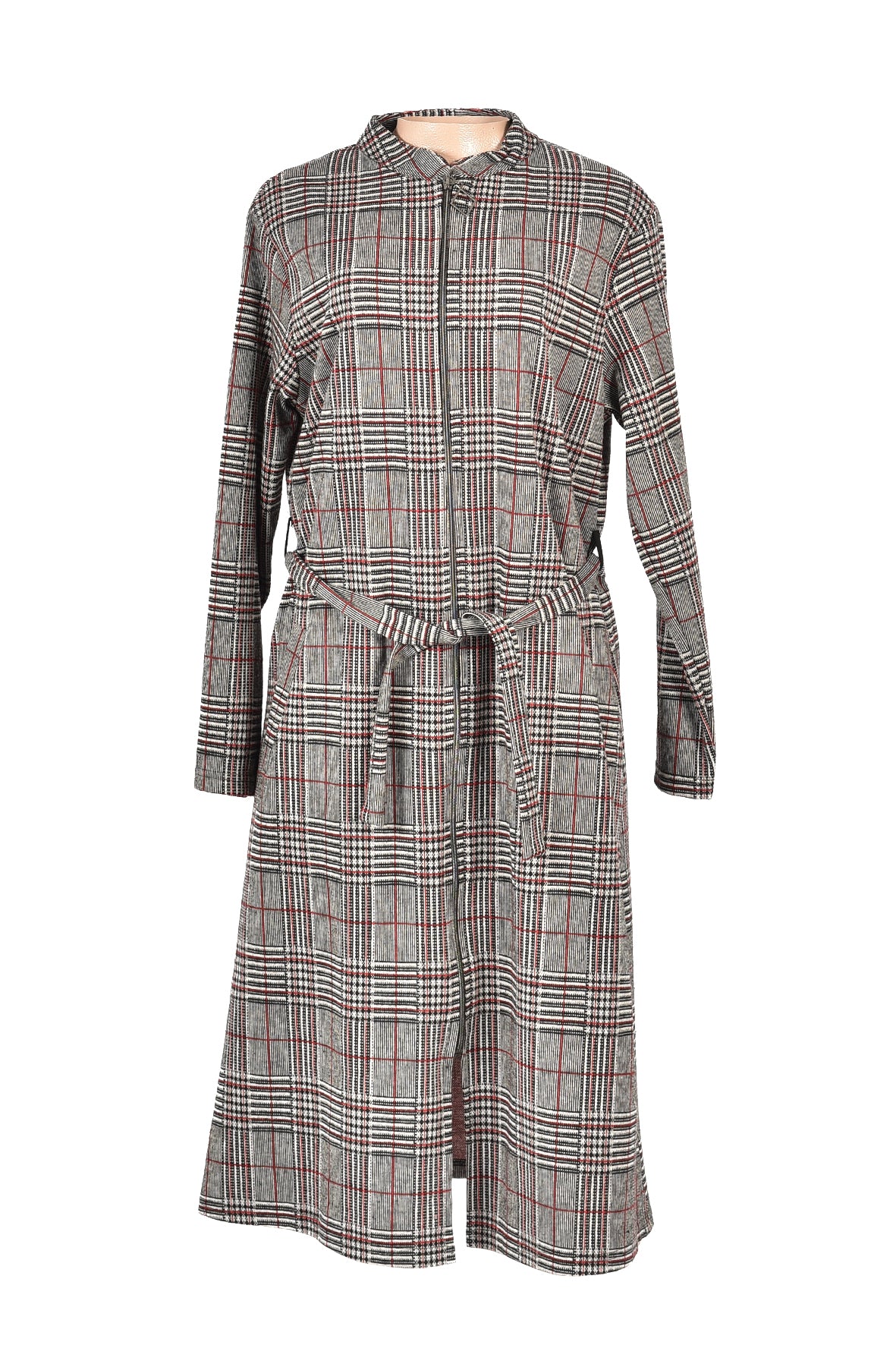 3/4 length checked winter over dress -gray