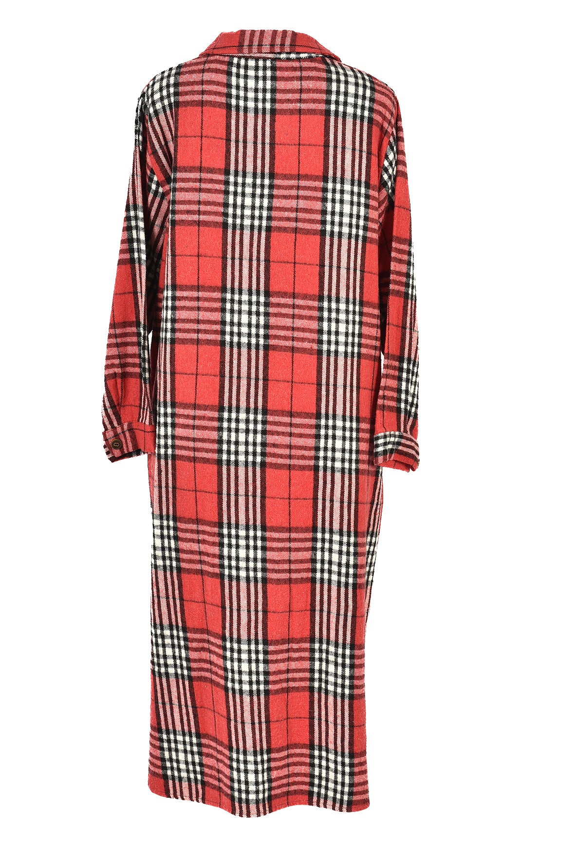 3/4 length checked winter dress - red