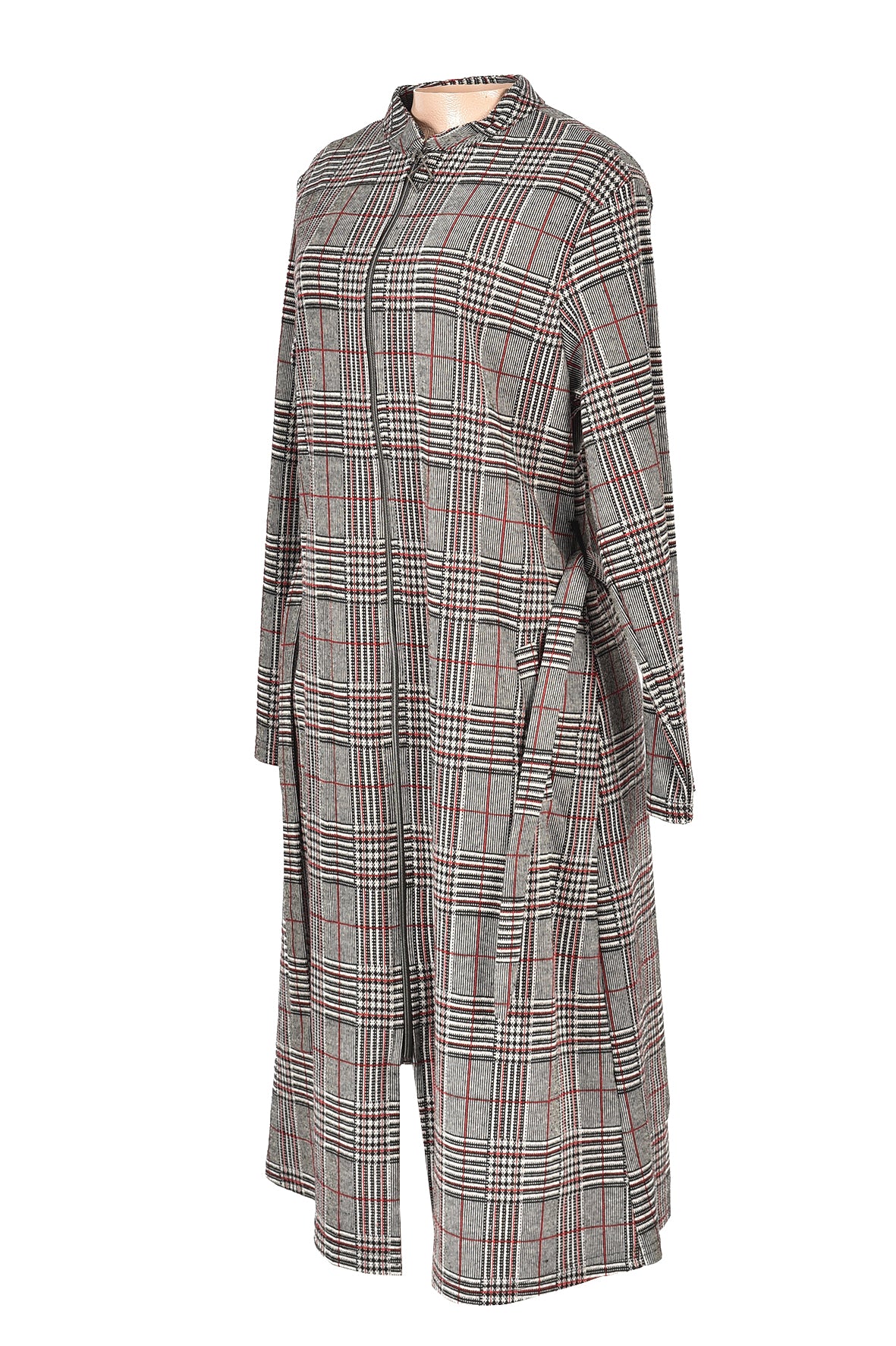 3/4 length checked winter over dress -gray