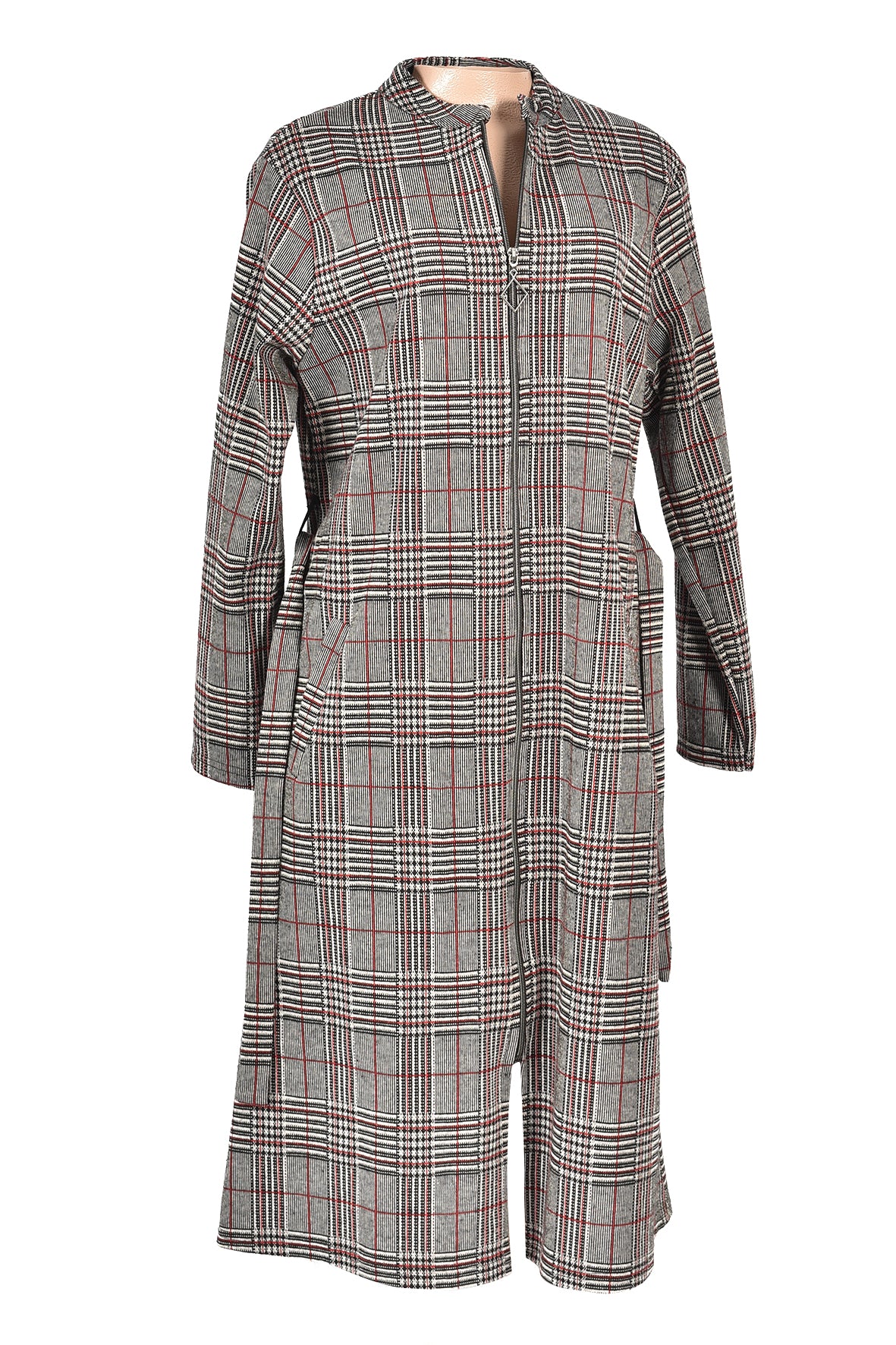 3/4 length checked winter over dress -gray