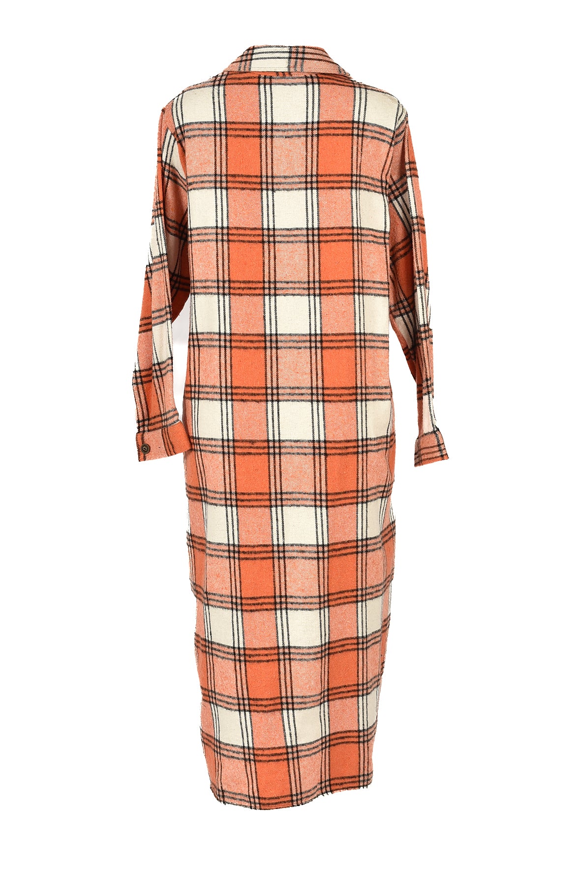 3/4 length checked winter dress -orange