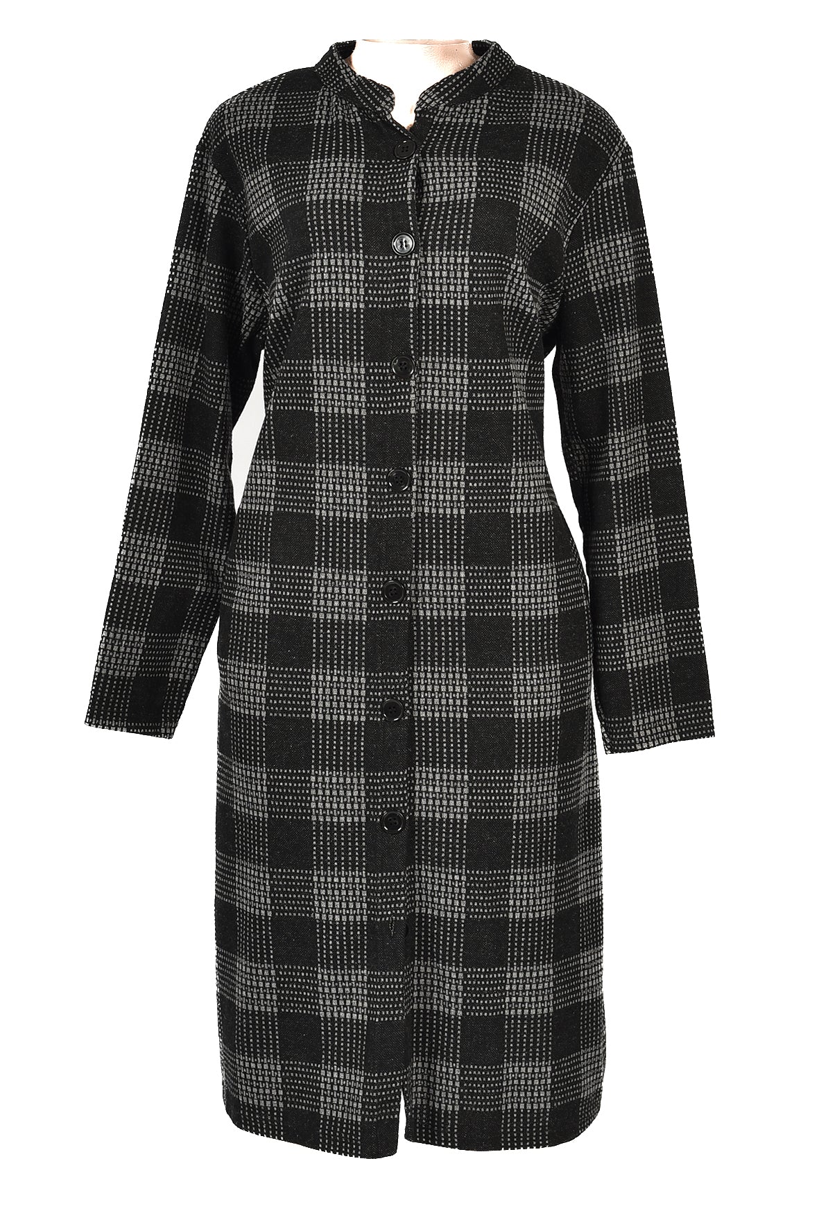 3/4 length checked winter dress - blak