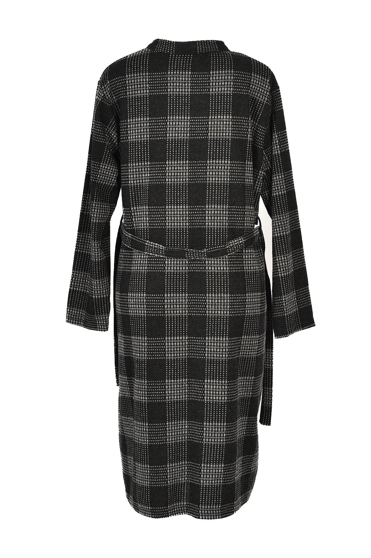 3/4 length checked winter dress - blak