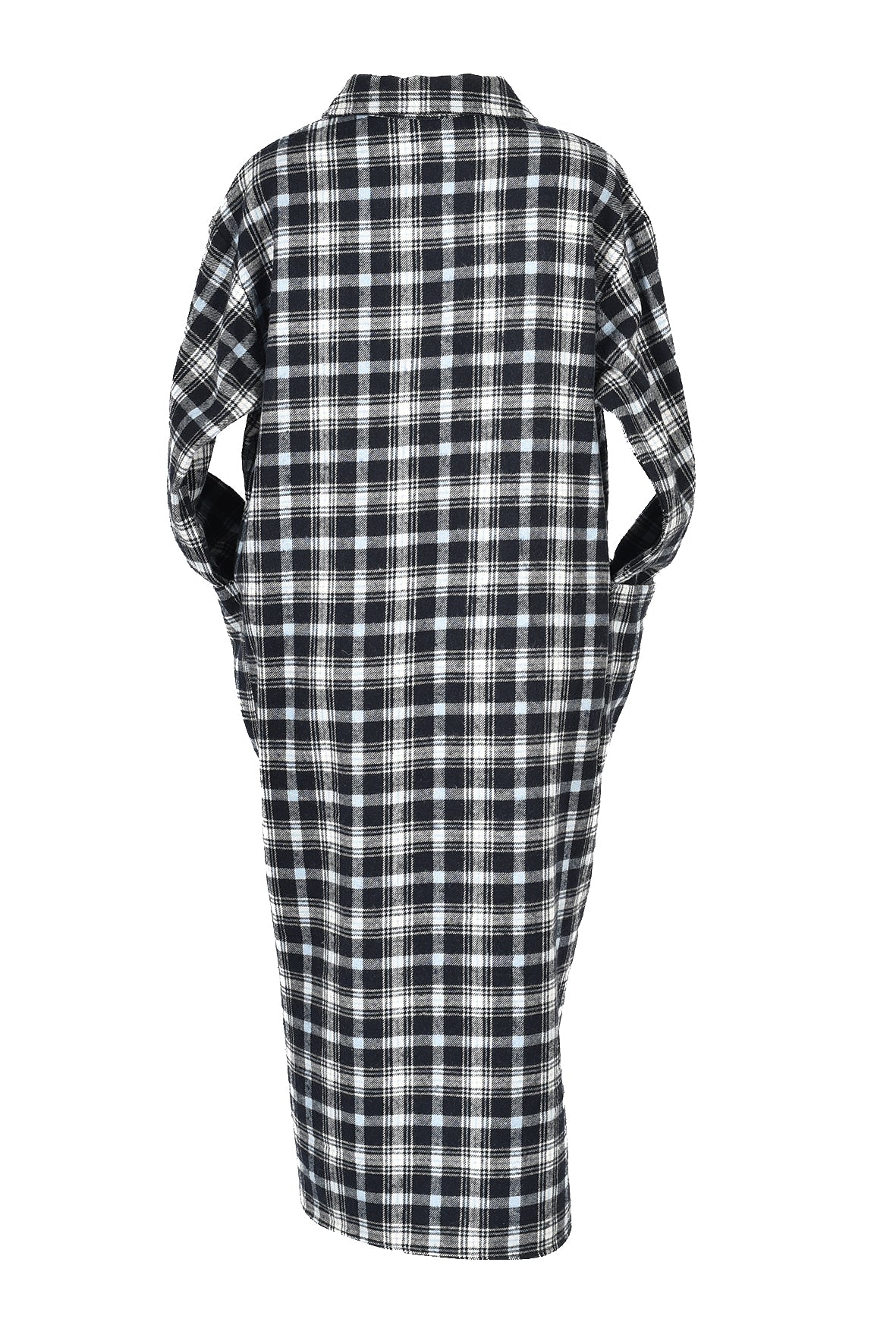 3/4 length checked winter dress - blue