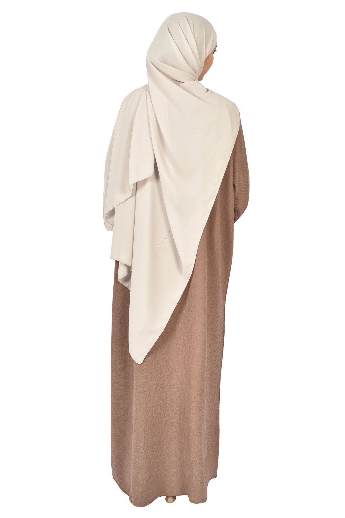 Light Mocha Abaya with Elegant Silver Embroidery ( ladies abaya )