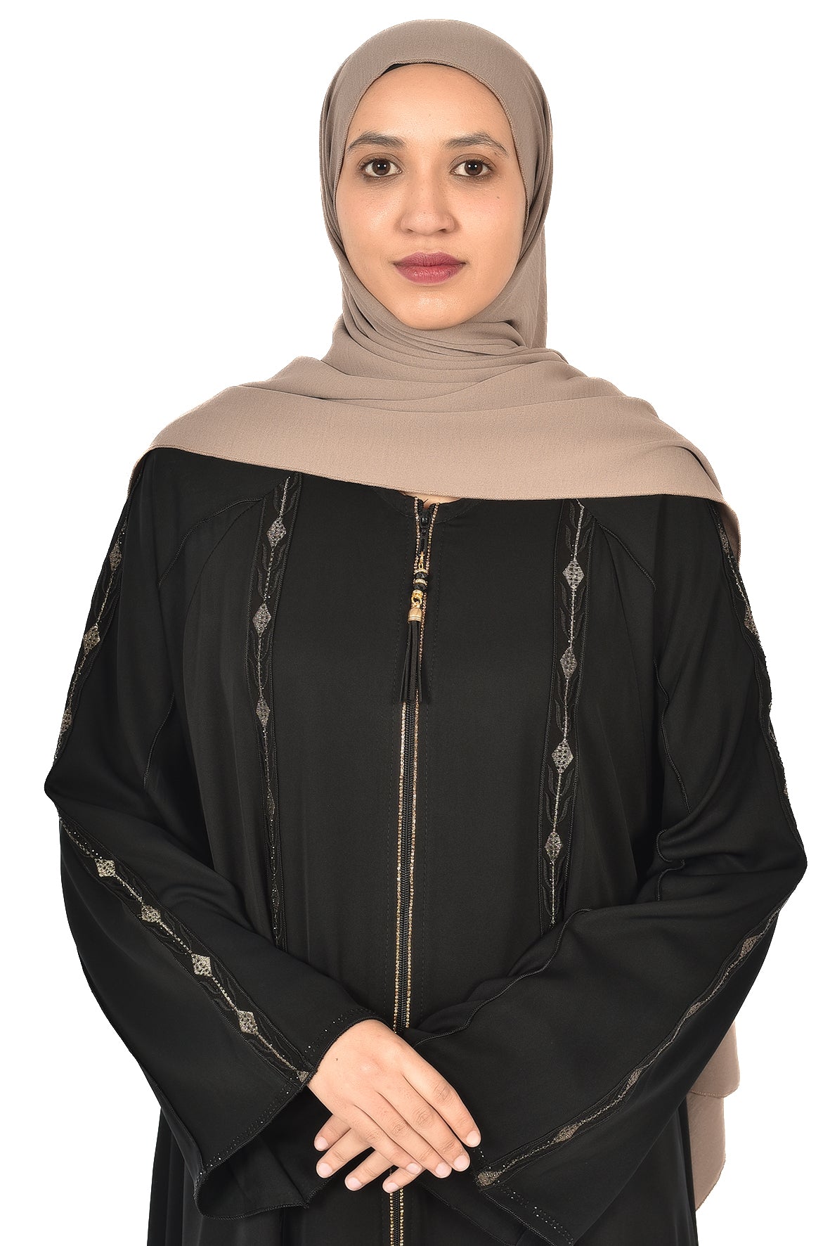 Black Abaya with Classic Golden Embroidery ladies abaya