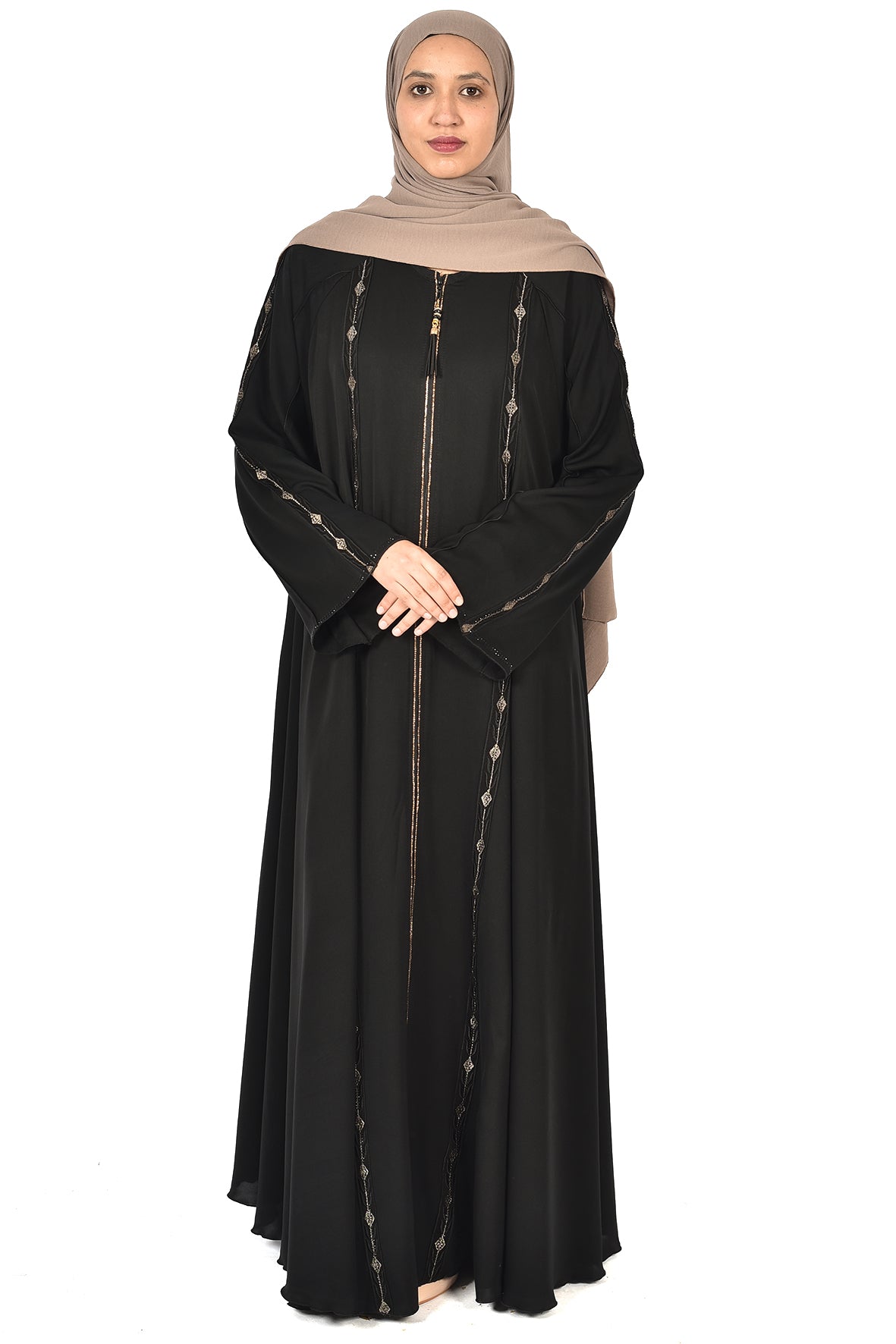 Black Abaya with Classic Golden Embroidery ladies abaya