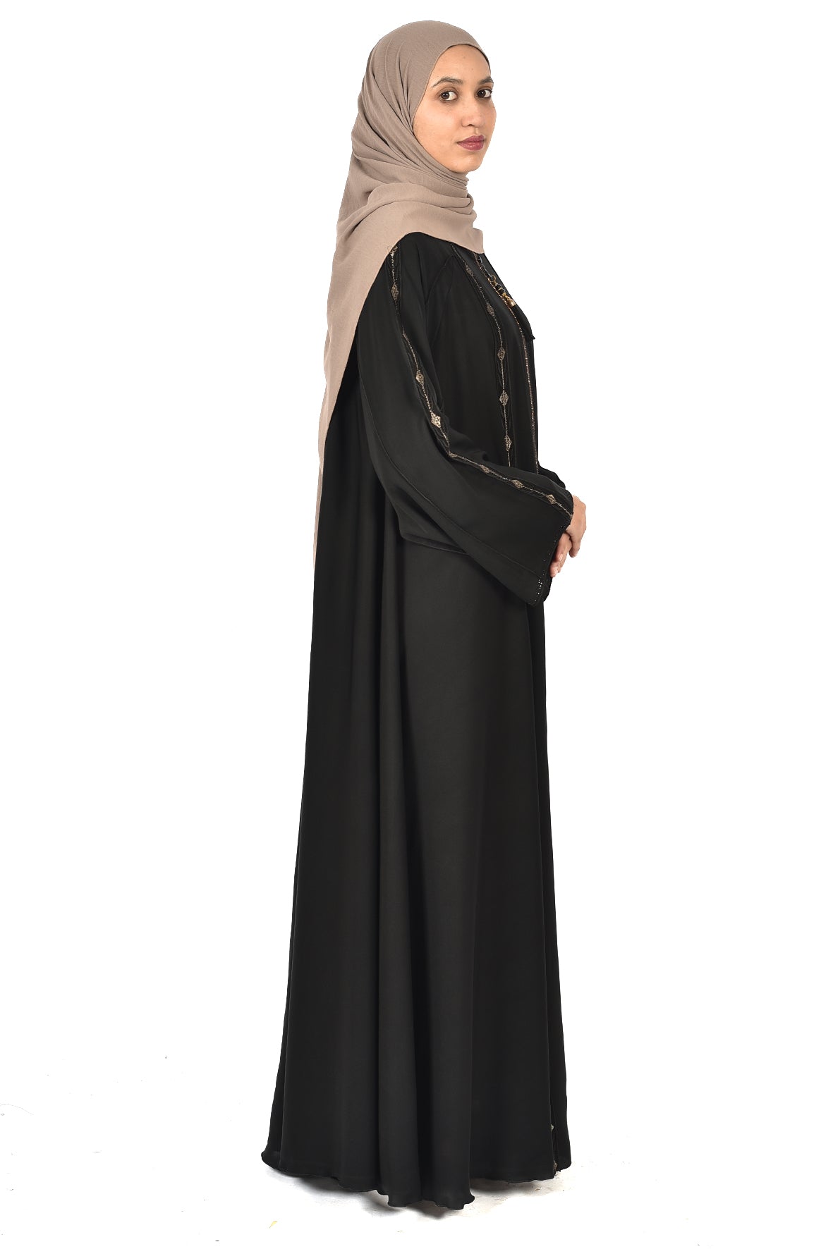 Black Abaya with Classic Golden Embroidery ladies abaya