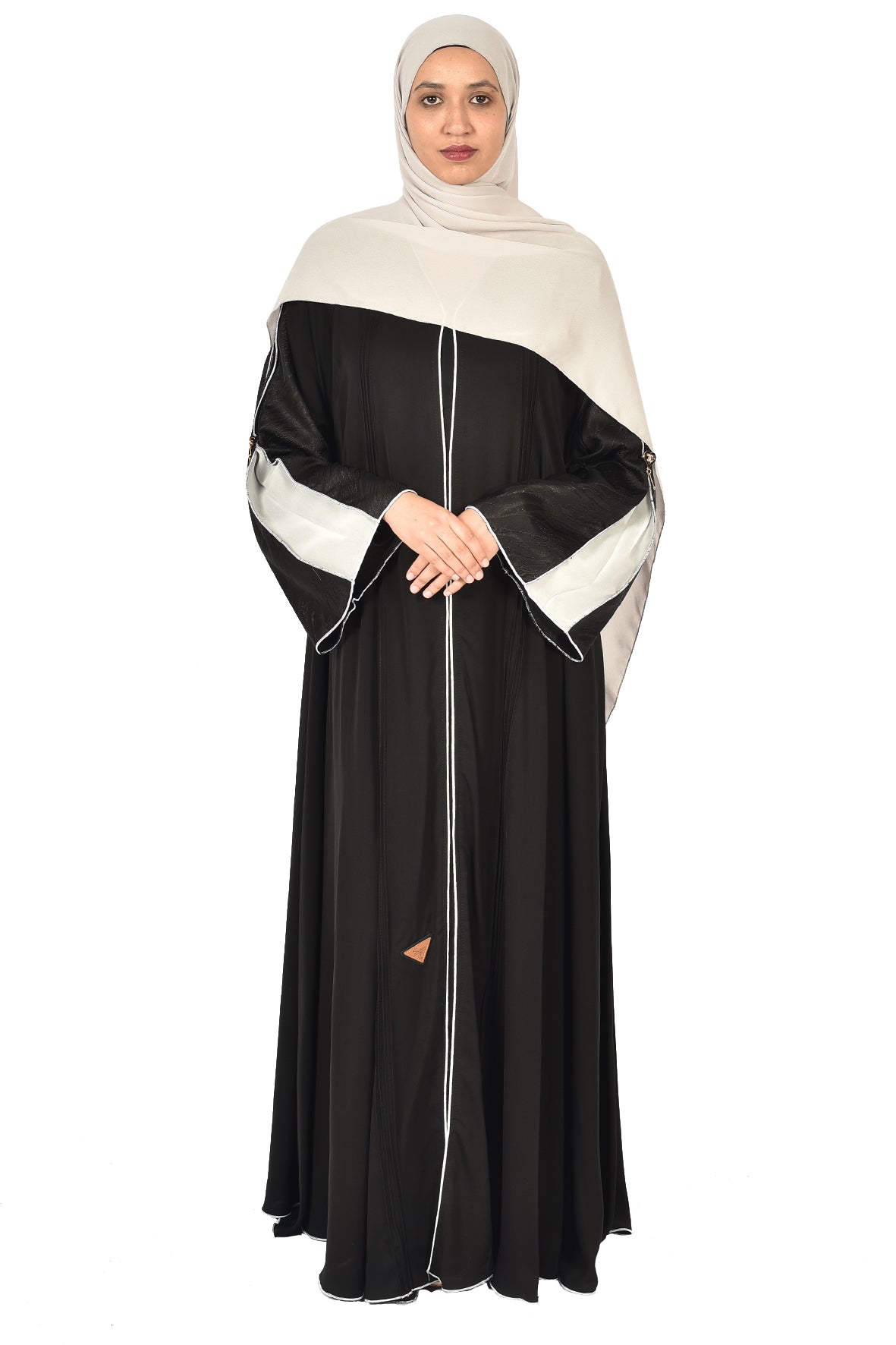 Black Abaya with White Sleeve Panels & Minimalist Design (ladies abaya)