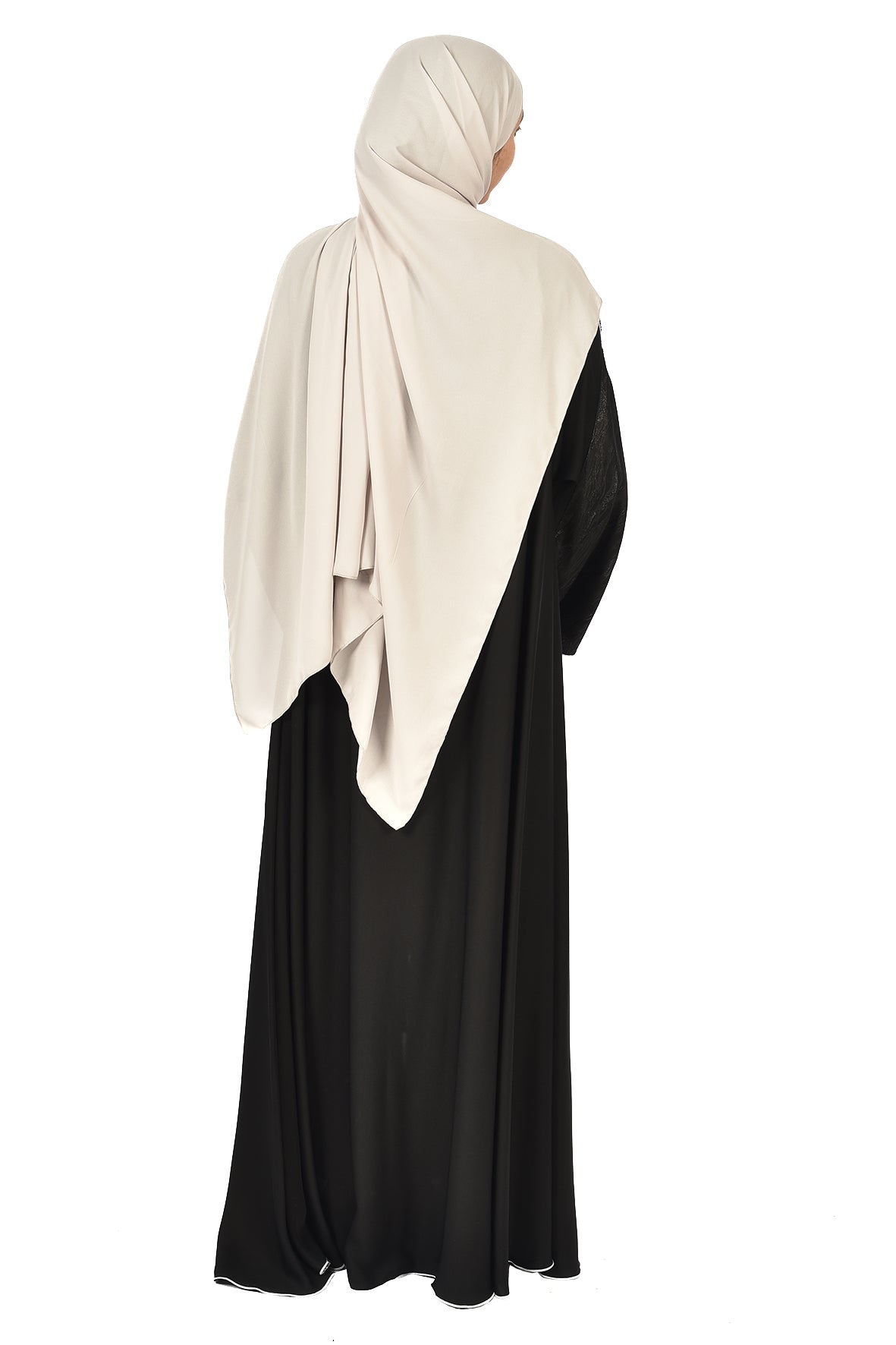 Black Abaya with White Sleeve Panels & Minimalist Design (ladies abaya)