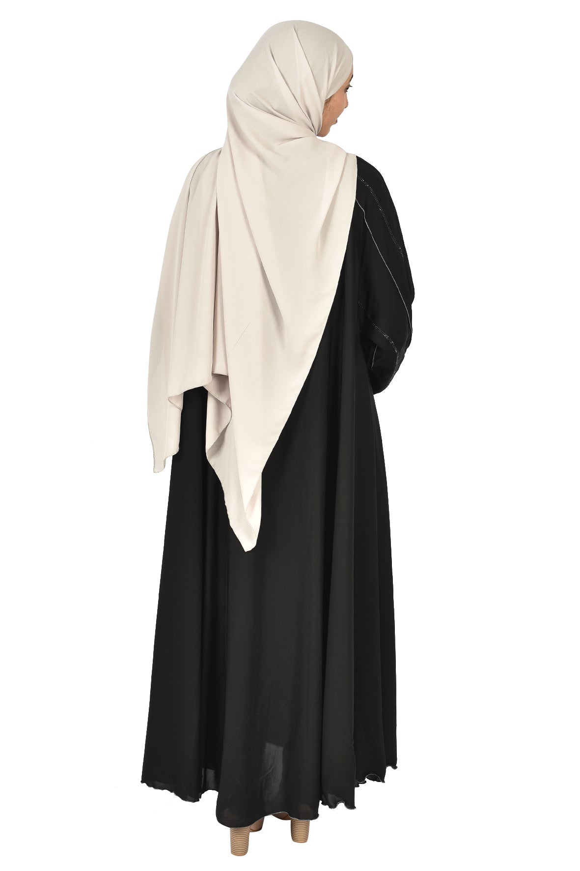 Elegant Black Abaya with Subtle Embroidered Lines( ladies abaya )