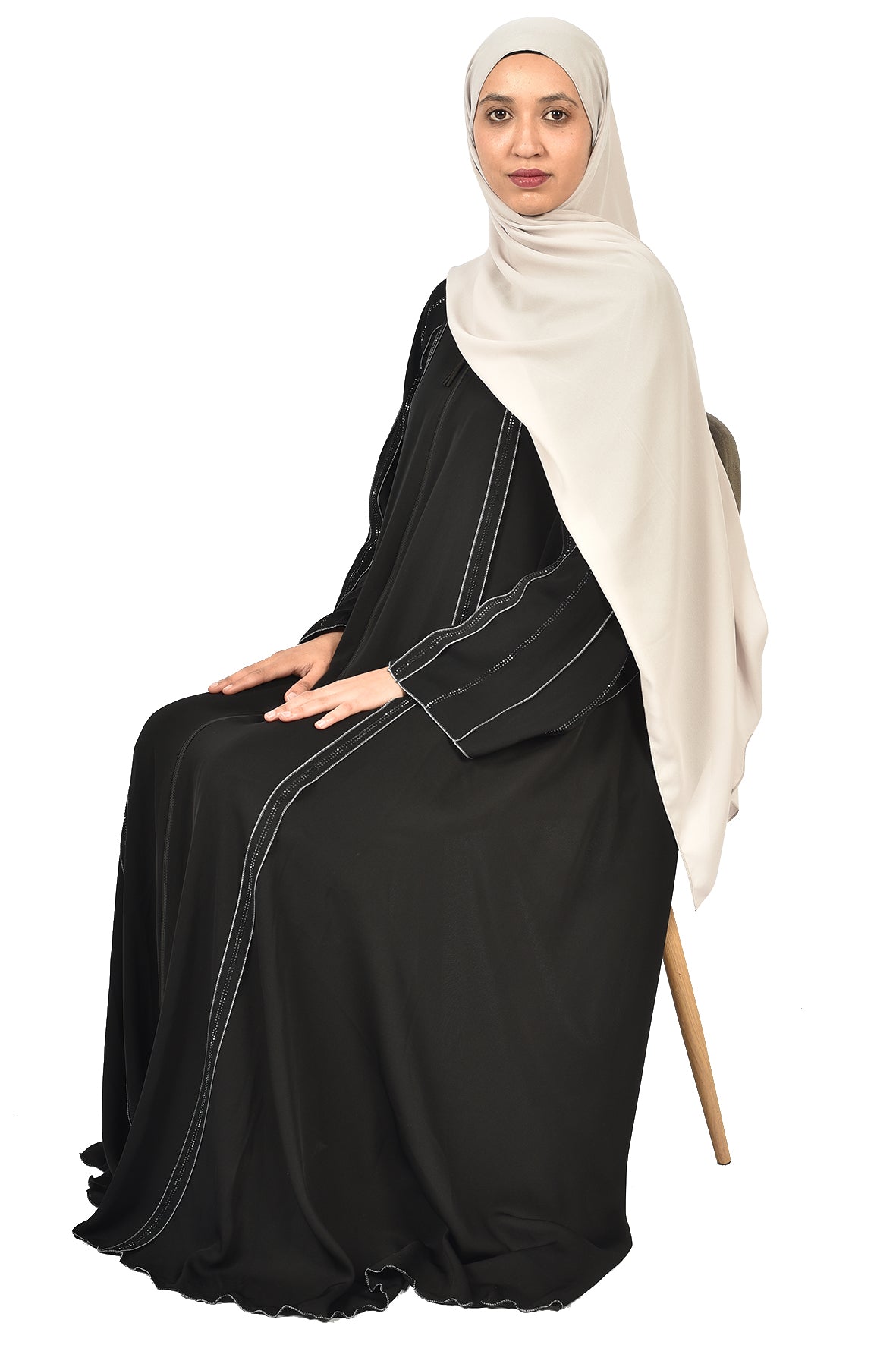 Elegant Black Abaya with Subtle Embroidered Lines( ladies abaya )
