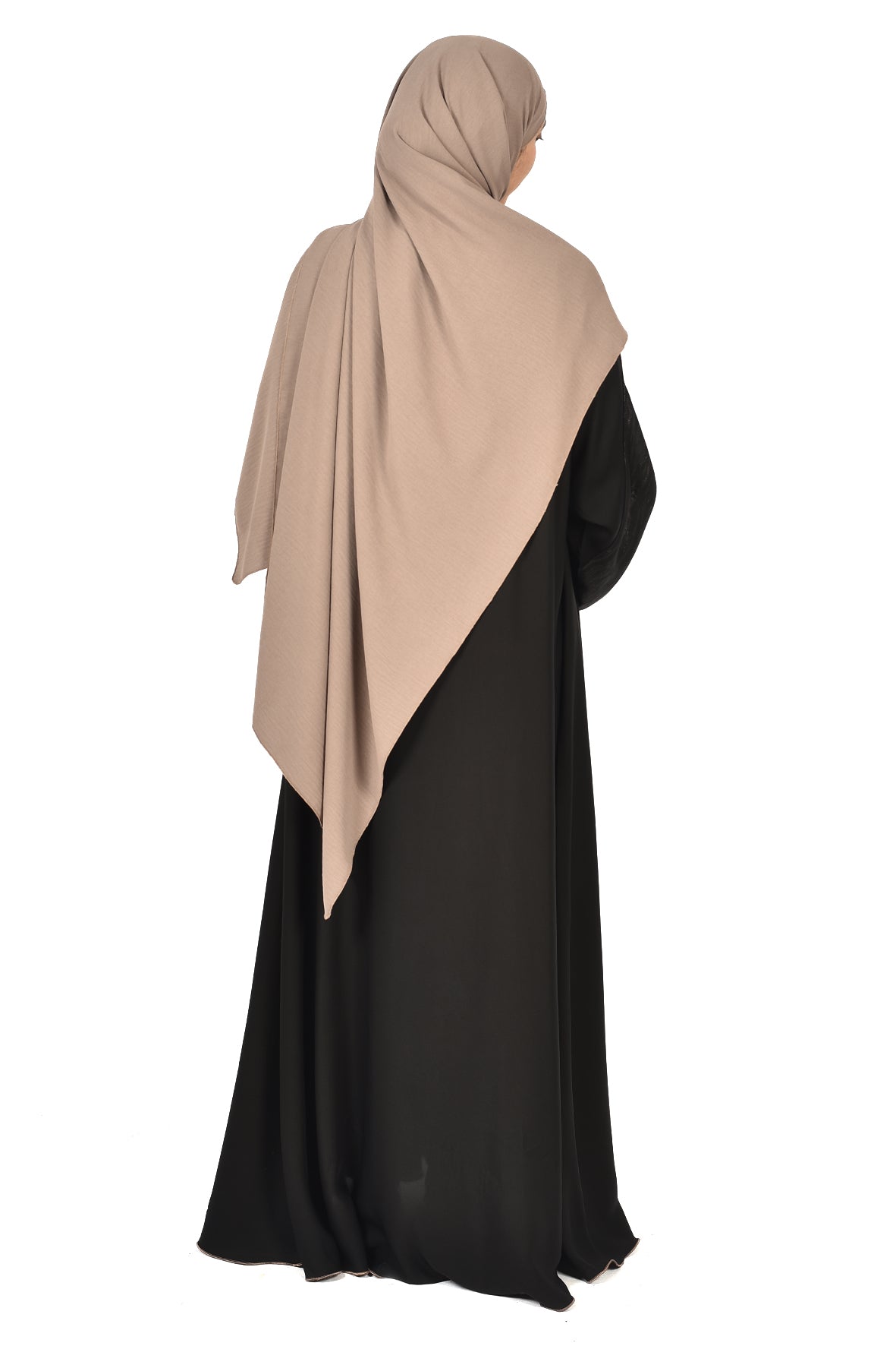 Black Abaya with Glossy Beige Cuff Accents ( ladies abaya )