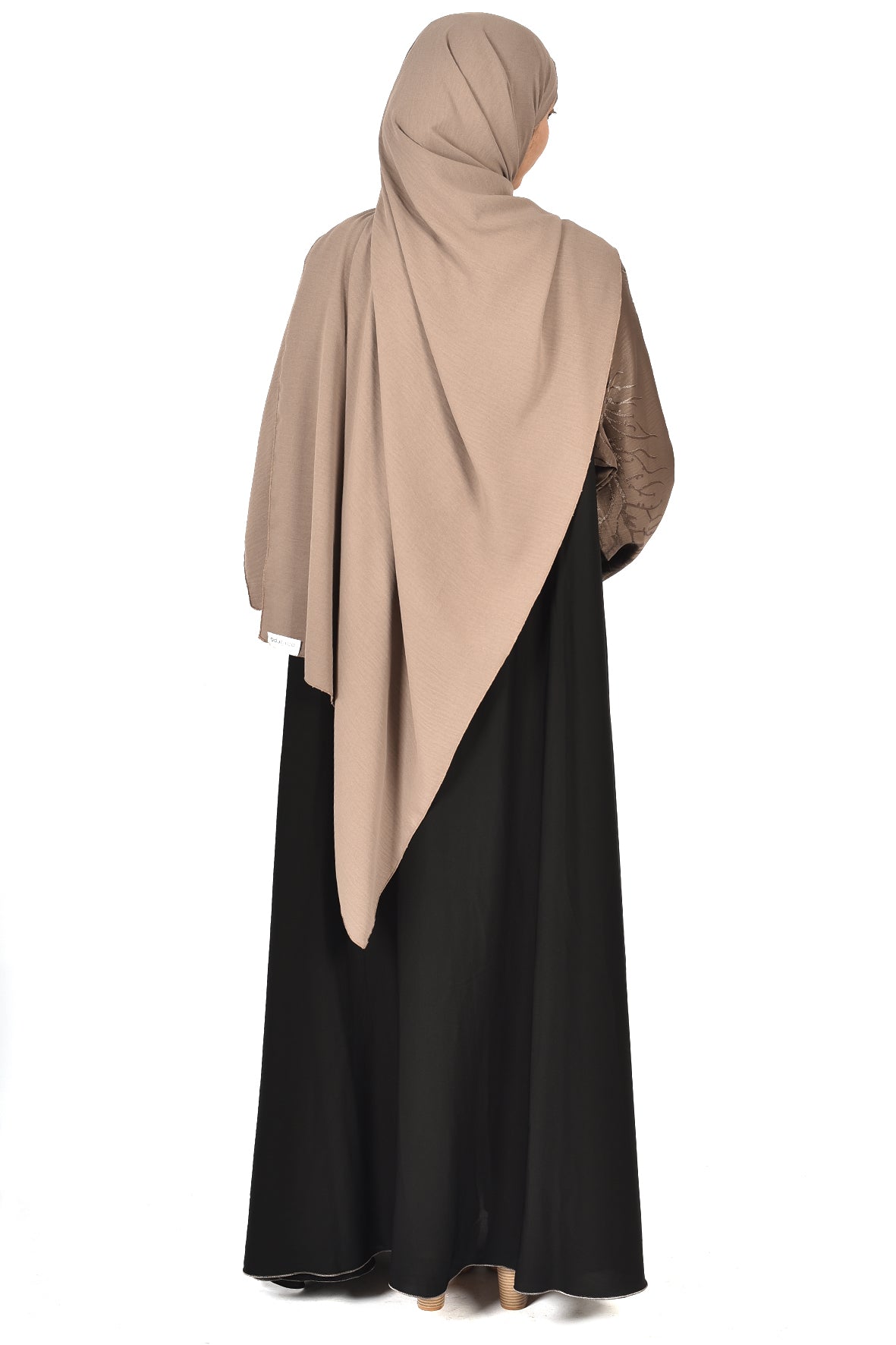 Black Abaya with Embellished Sleeves & Shimmering Front Panel ( ladies abaya )