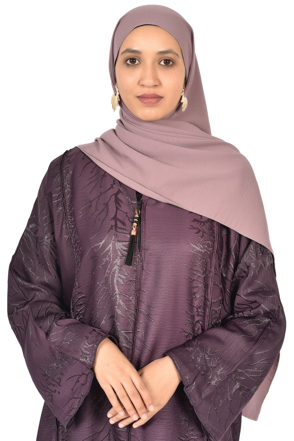 Deep Purple Textured Abaya with Elegant Gloss Finish ( ladies abaya )