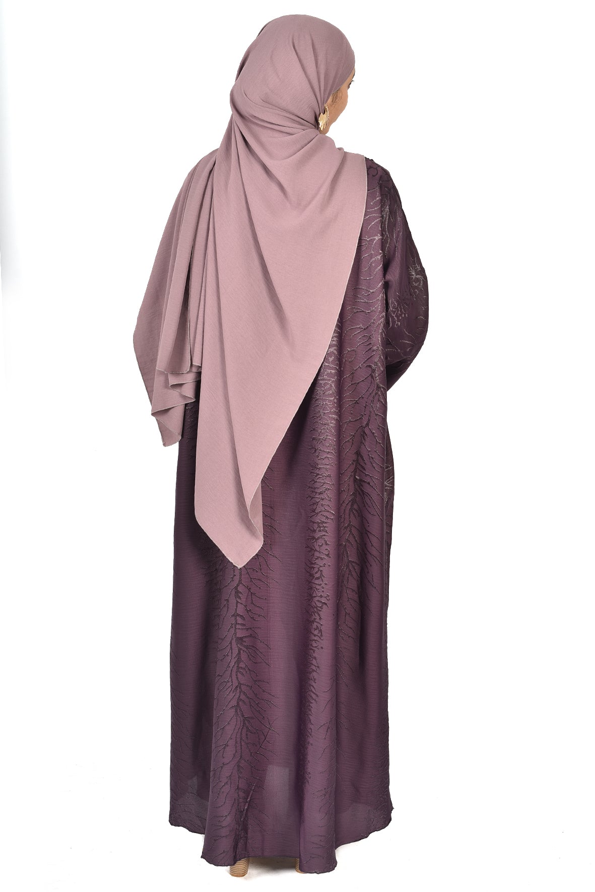 Deep Purple Textured Abaya with Elegant Gloss Finish ( ladies abaya )
