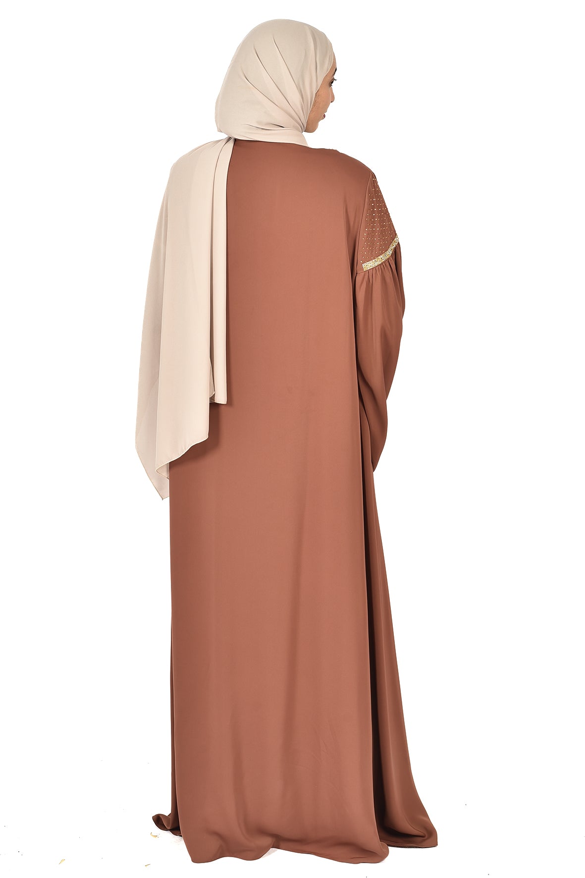 Formal Brown Abaya with Golden Embroidery (ladies abaya )