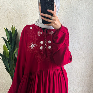 Casual Embroidered Top Maxi Dress - Amiiraa