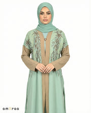 Oil Blue Detailed Elegant Embroidered Abaya