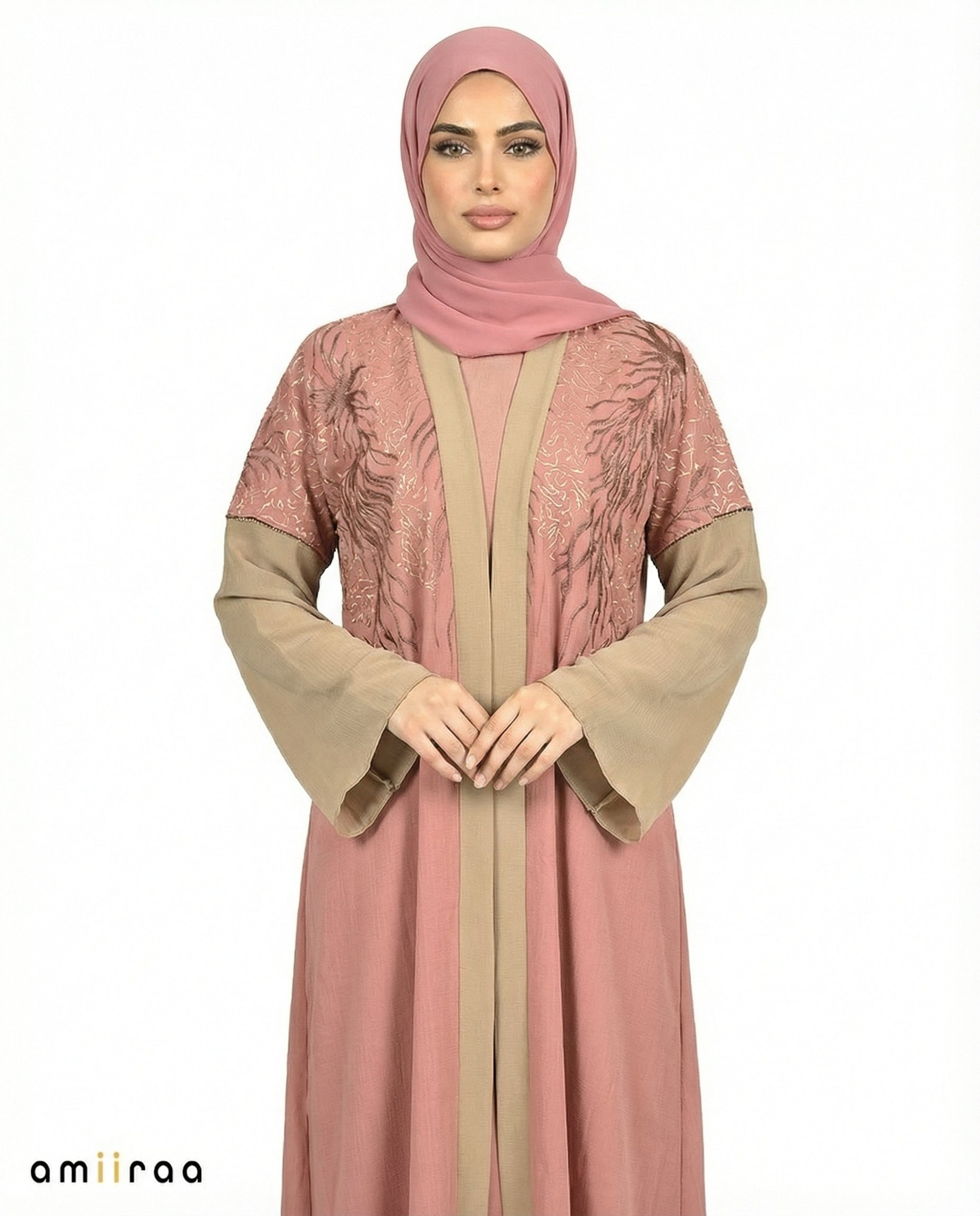 Witherred Rose Detailed Elegant Embroidered Abaya