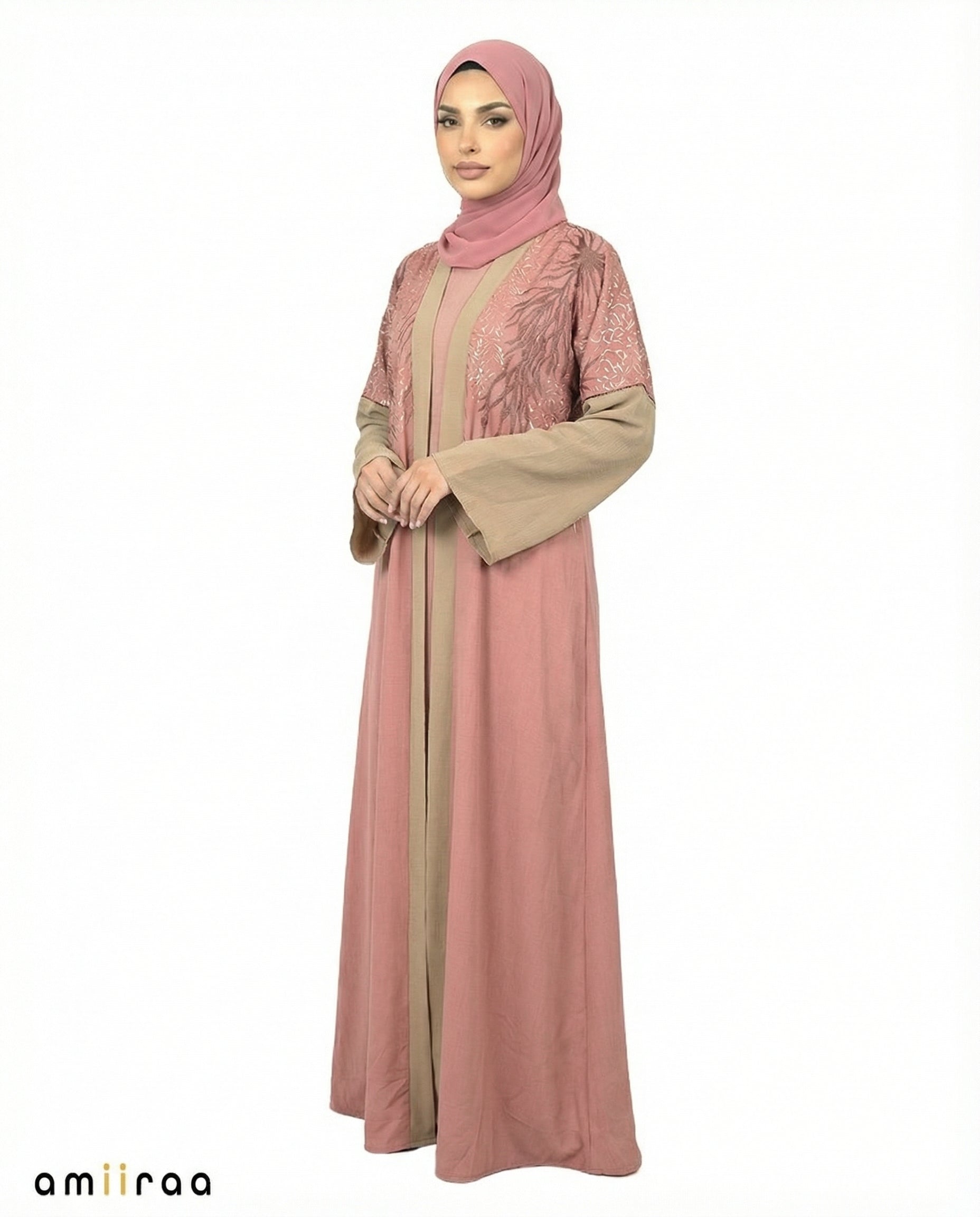 Witherred Rose Detailed Elegant Embroidered Abaya