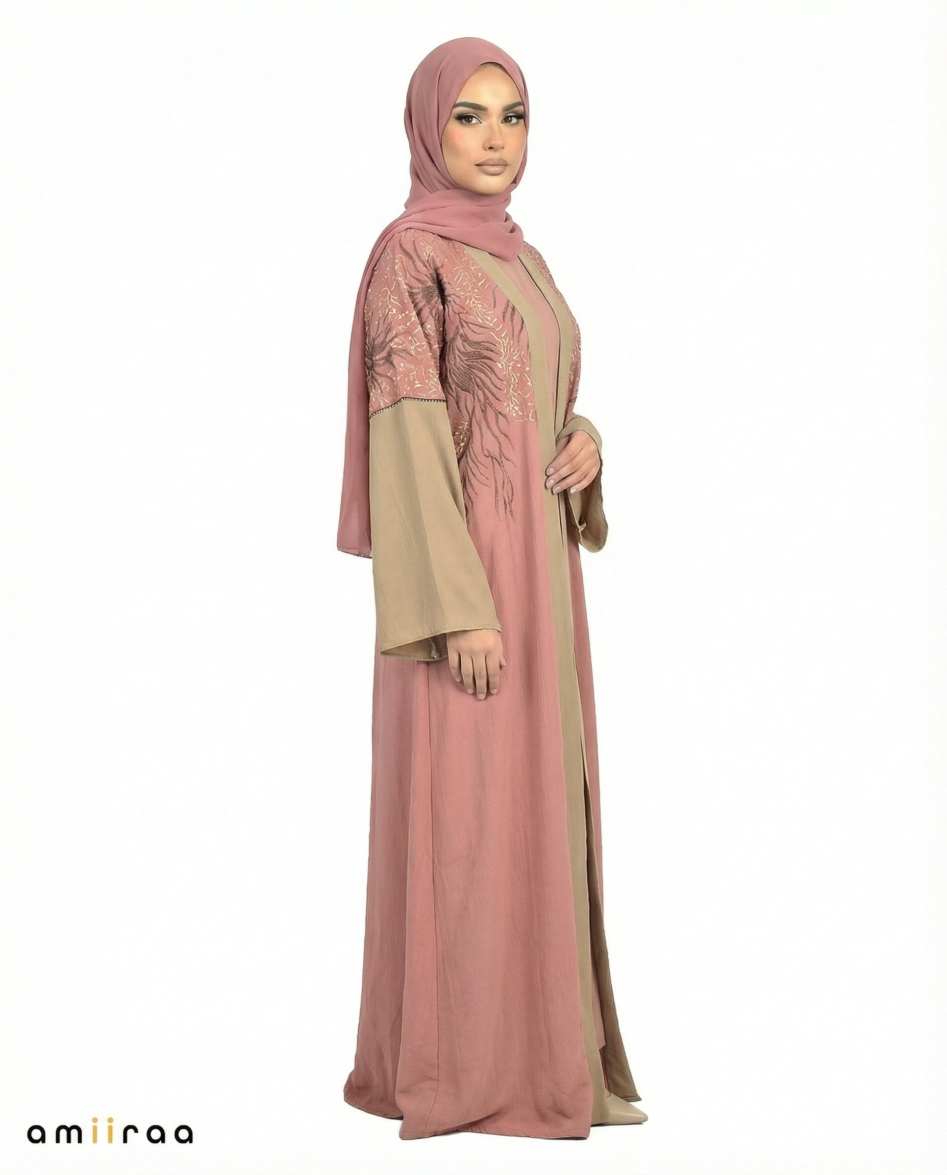 Witherred Rose Detailed Elegant Embroidered Abaya