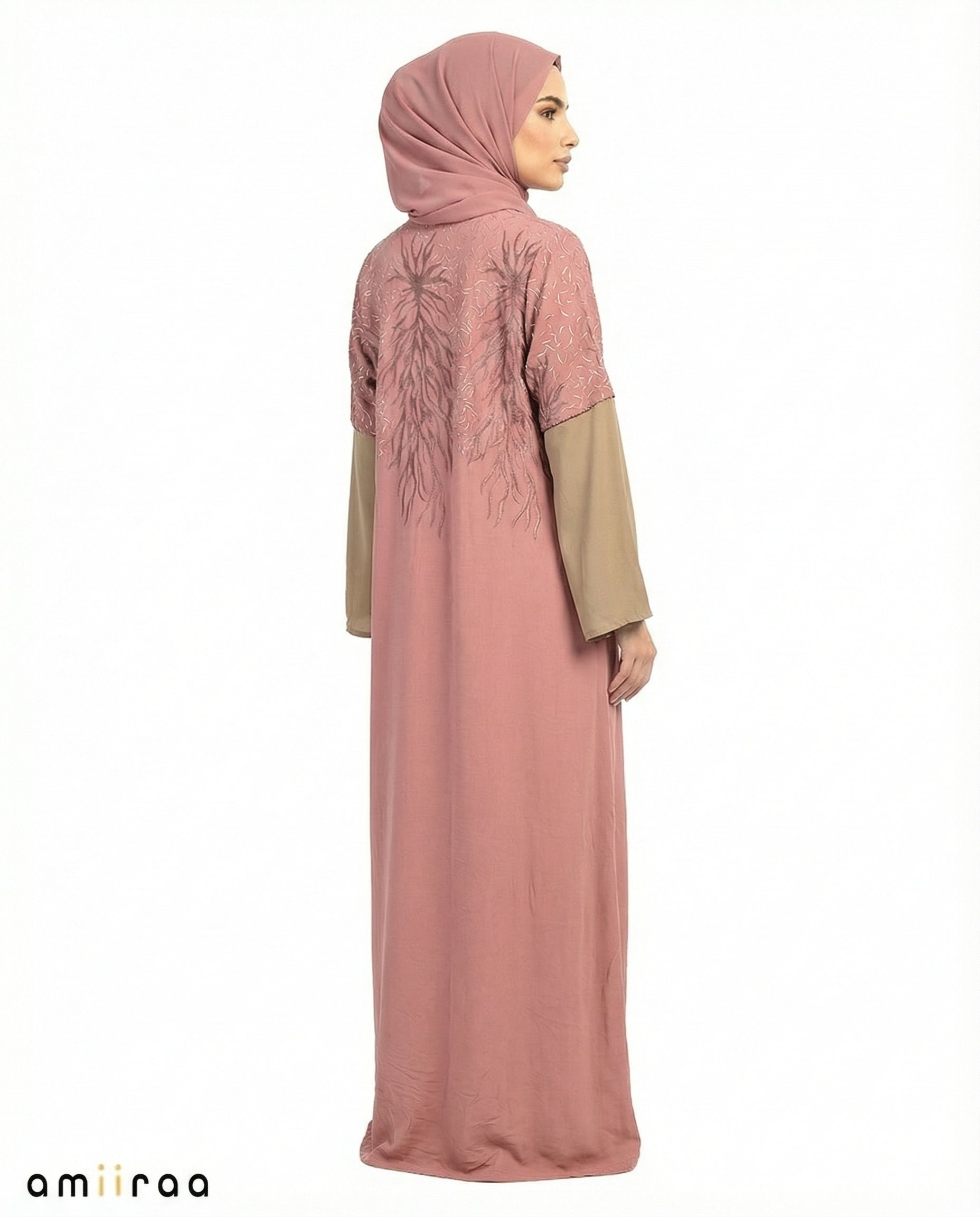 Witherred Rose Detailed Elegant Embroidered Abaya