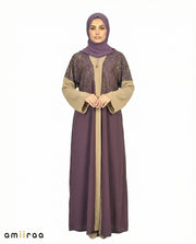 Lavender Crystal Detailed Elegant Embroidered Abaya