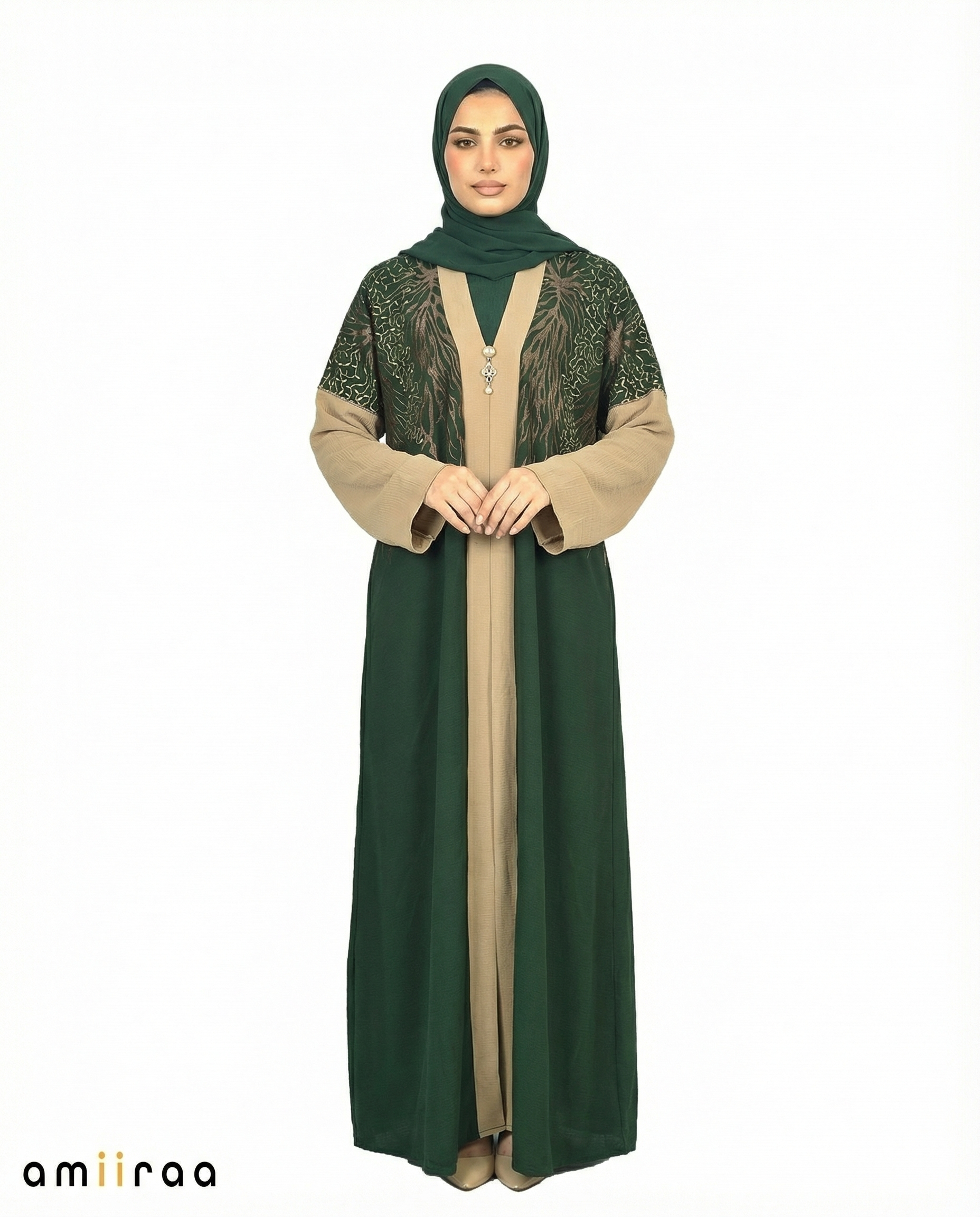 Ponderosa Pine Detailed Elegant Embroidered Abaya