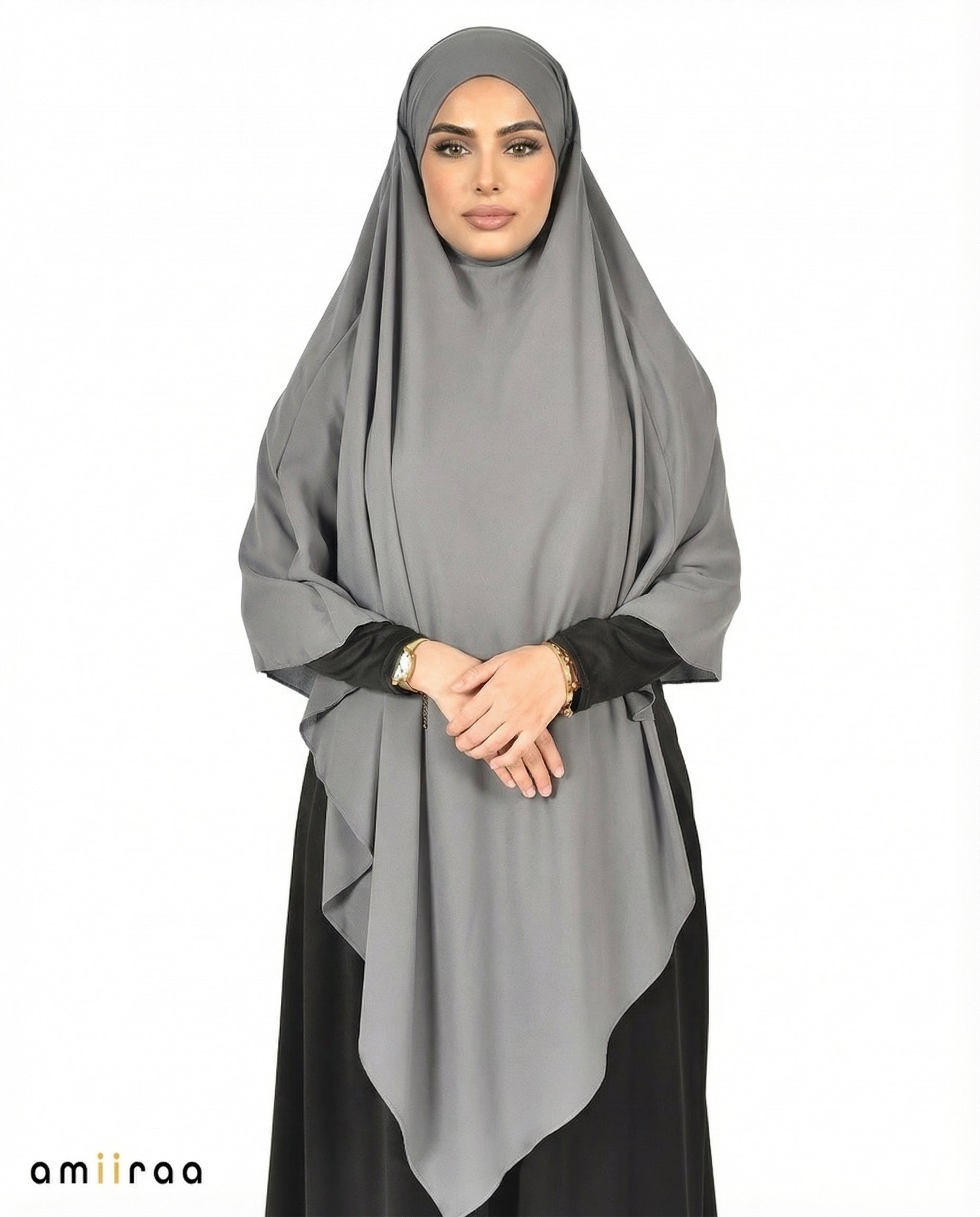 Flint Gray Single Layer Flow Modest Khimar